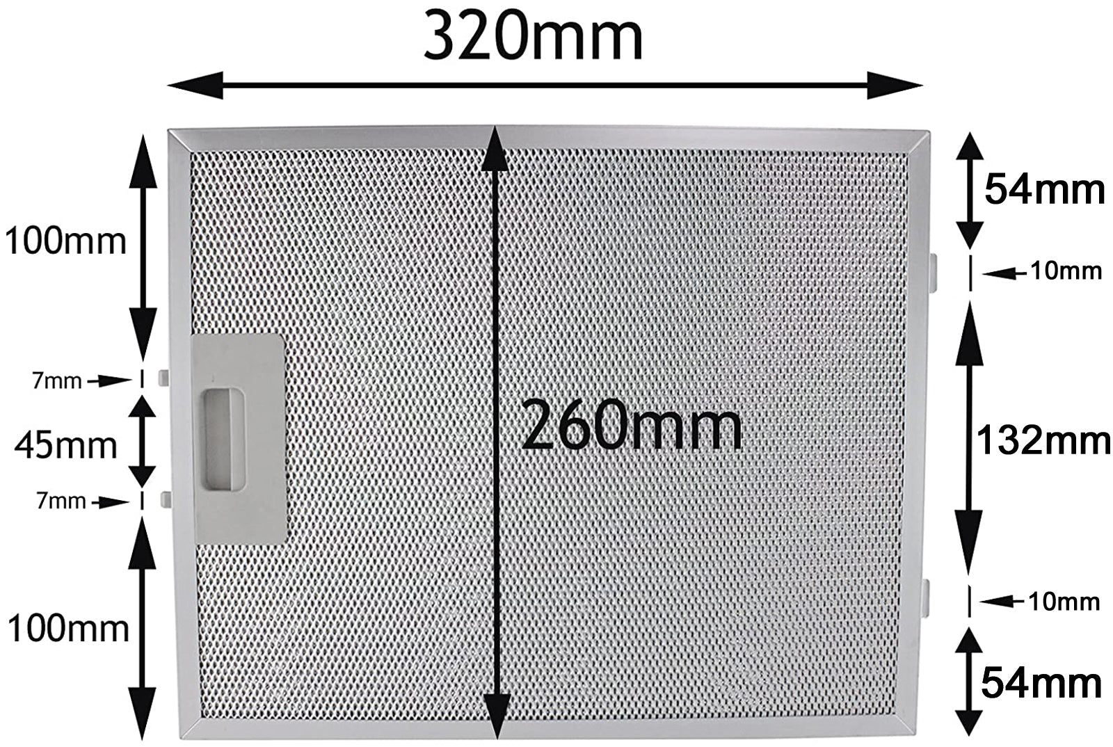Metal Grease Mesh Filter for Bosch Neff Siemens Cooker Hood Extractor Fan Vent (Silver, 320 x 260mm)