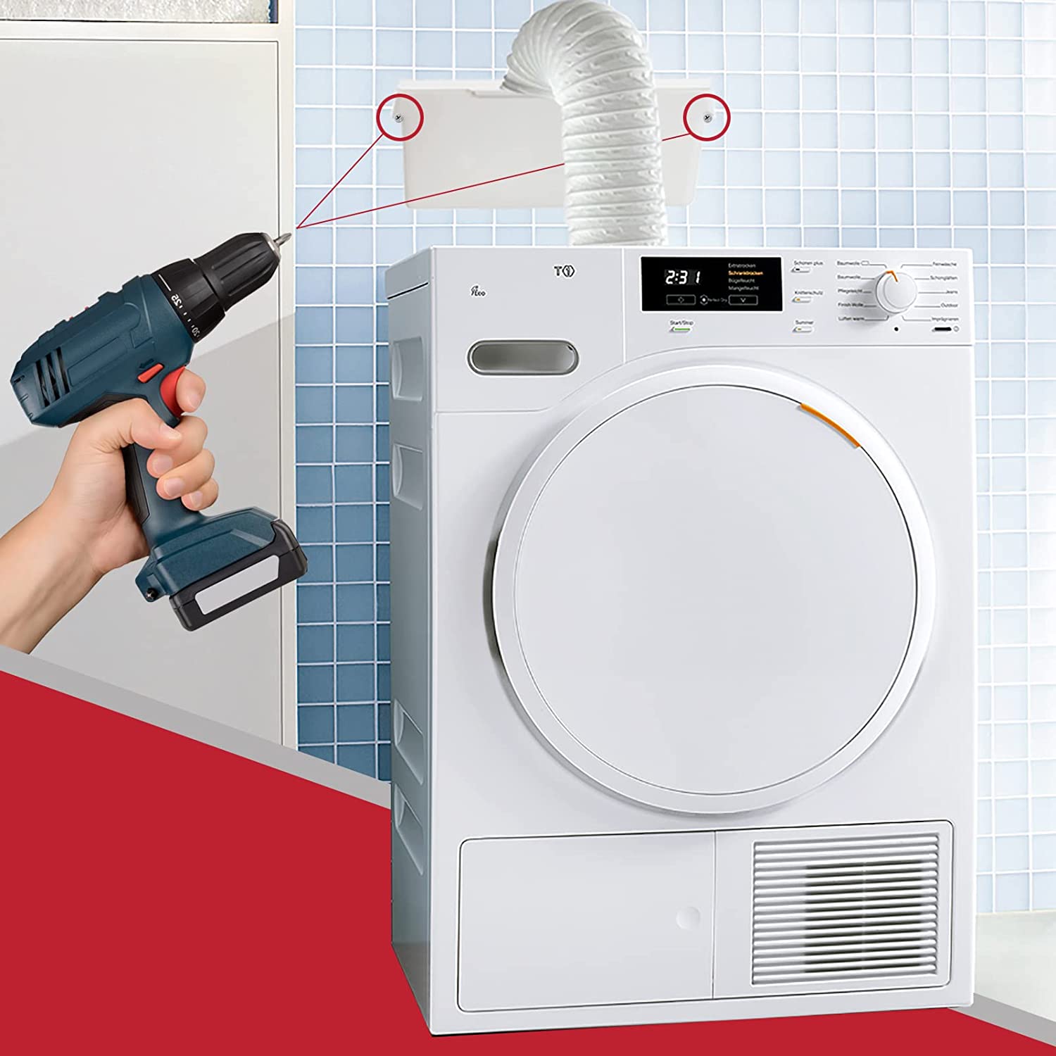 Universal Vent Hose Condenser Kit with 3 x Adapters for Tumble Dryer (1.2m)