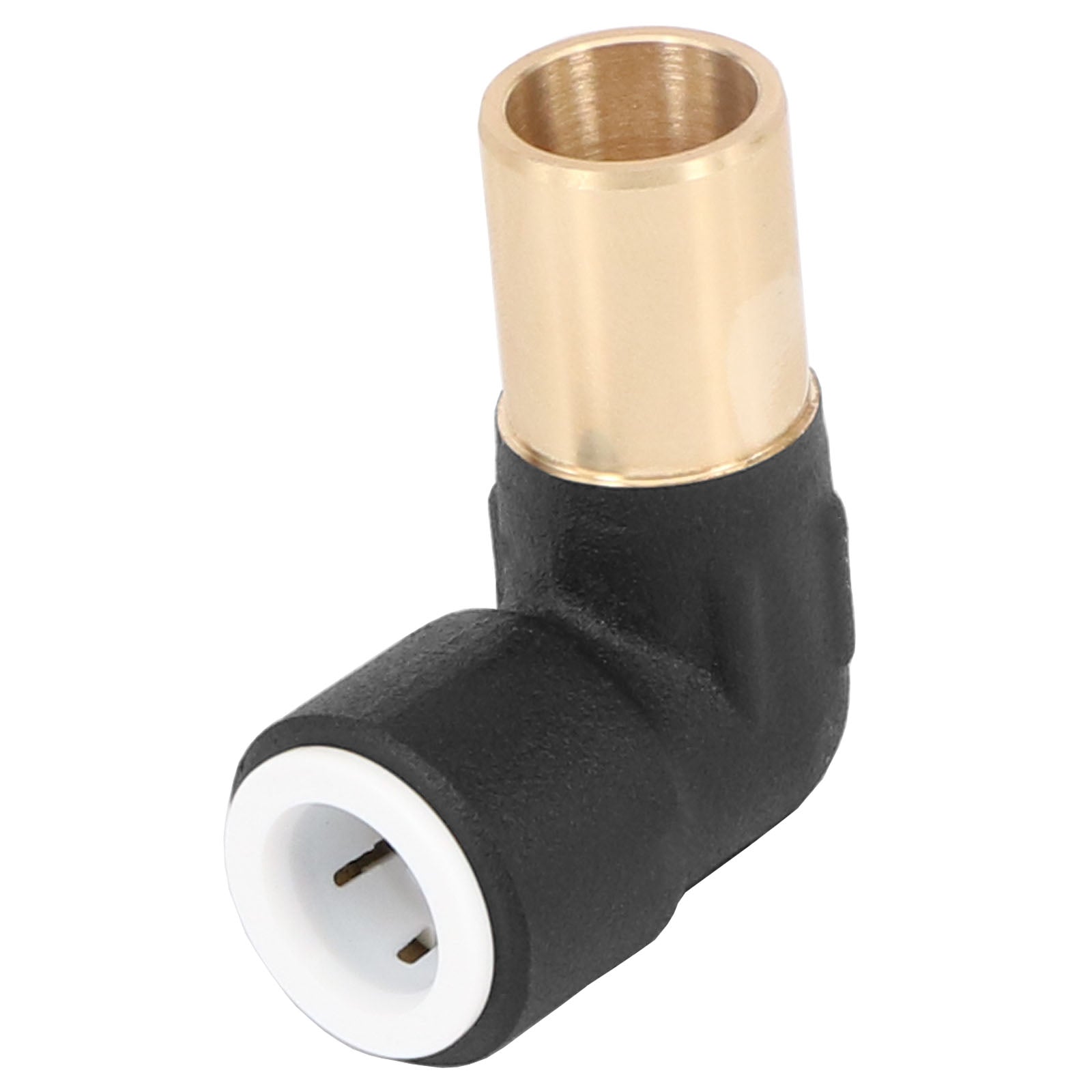 Radiator Valve Reducing Elbow Stem Compression 15mm x 10mm Pushfit Black 2 x Valves