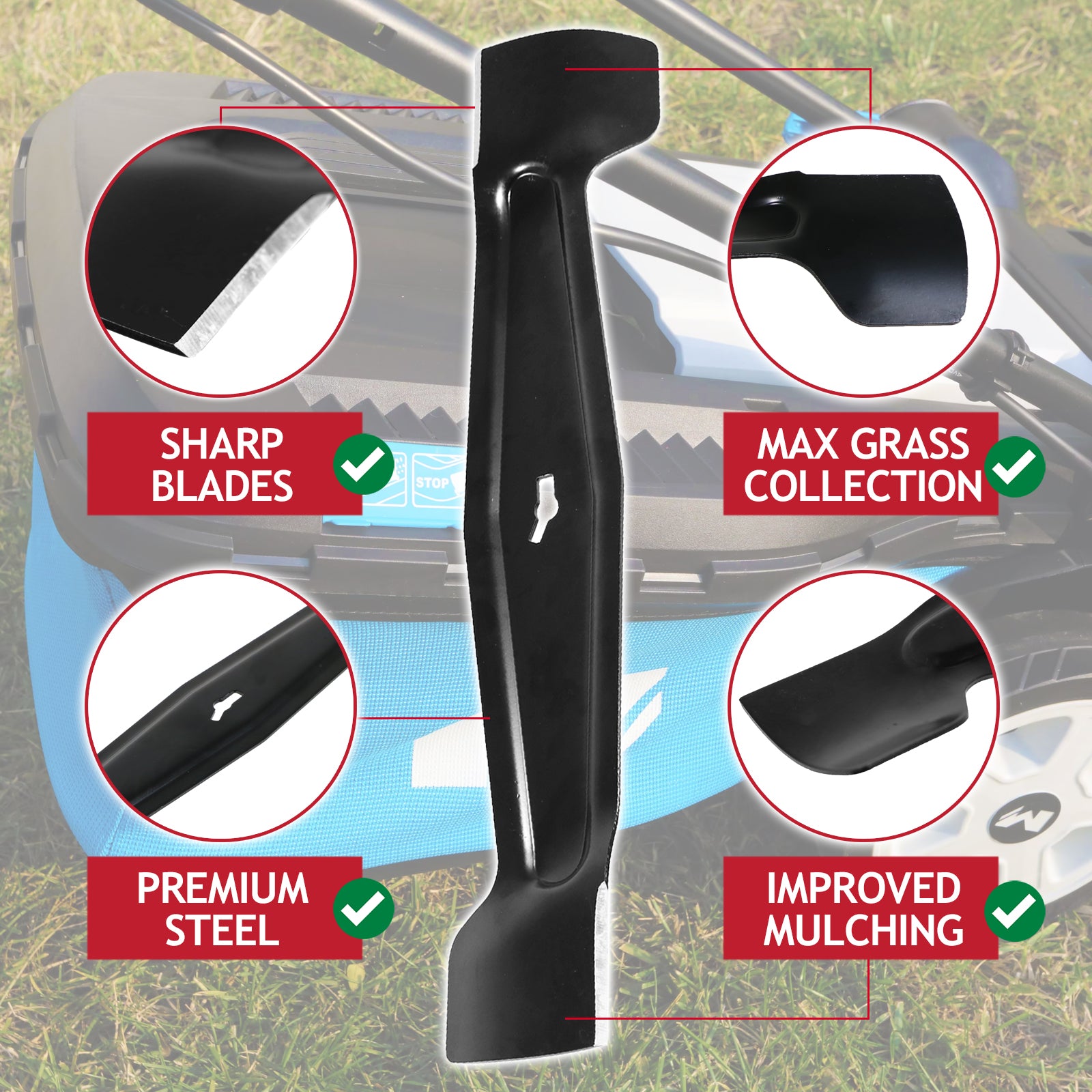 Metal Blade for Mac Allister MLM1800PD MLM1800SP MLMP1800SP Lawnmower (42cm)