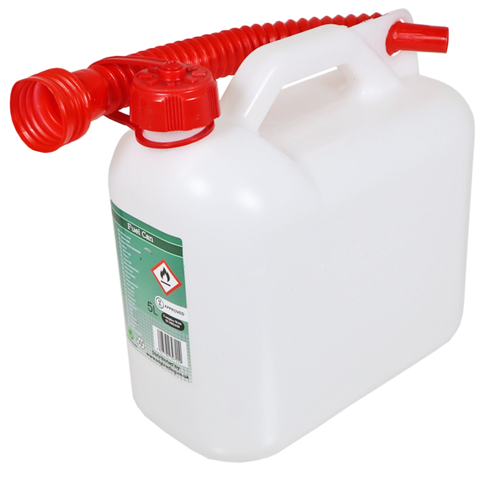 Fuel Can 5L Large Plastic Petrol Diesel Jerry Can Clear Opaque Extension Spout