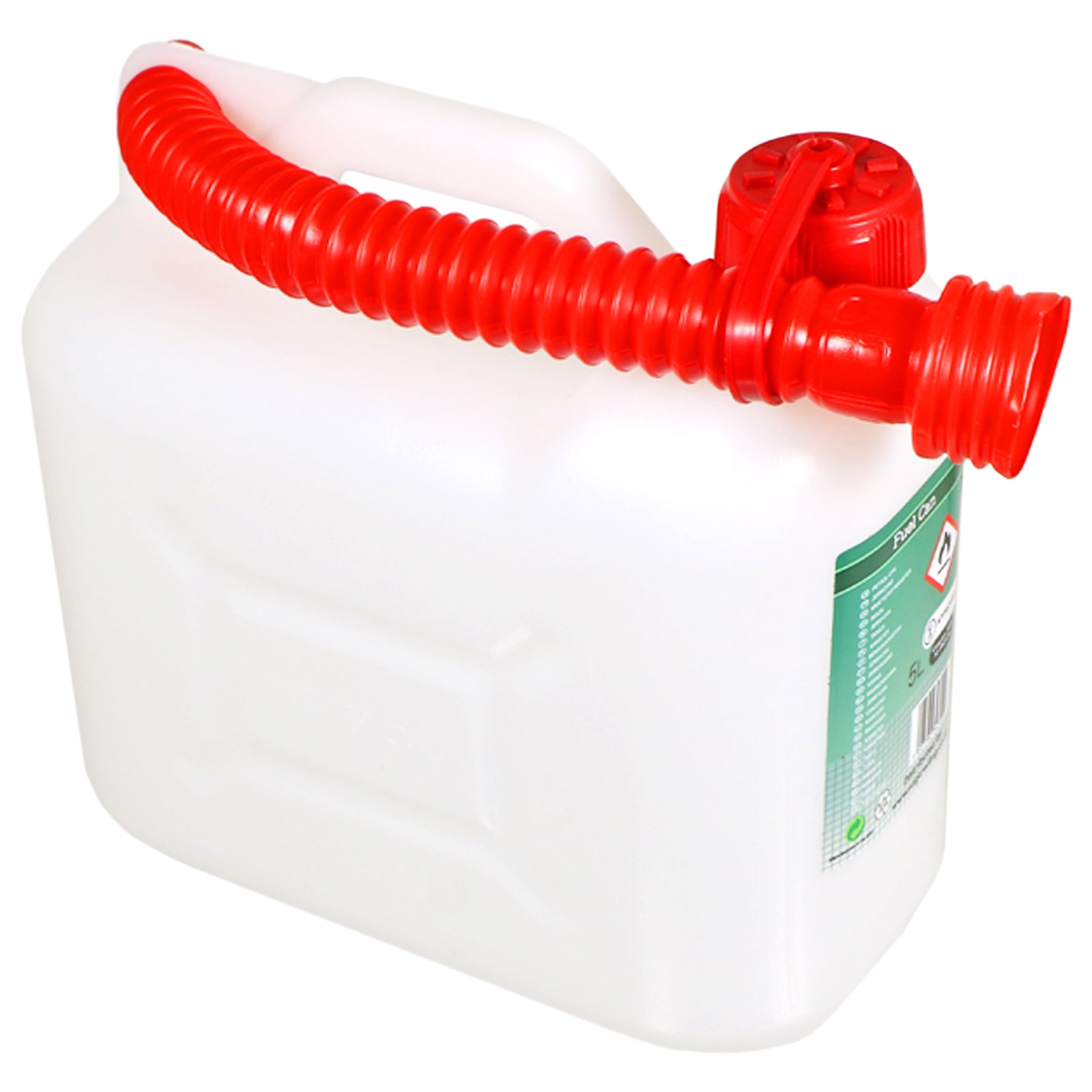 Fuel Can 5L Large Plastic Petrol Diesel Jerry Can Clear Opaque Extension Spout