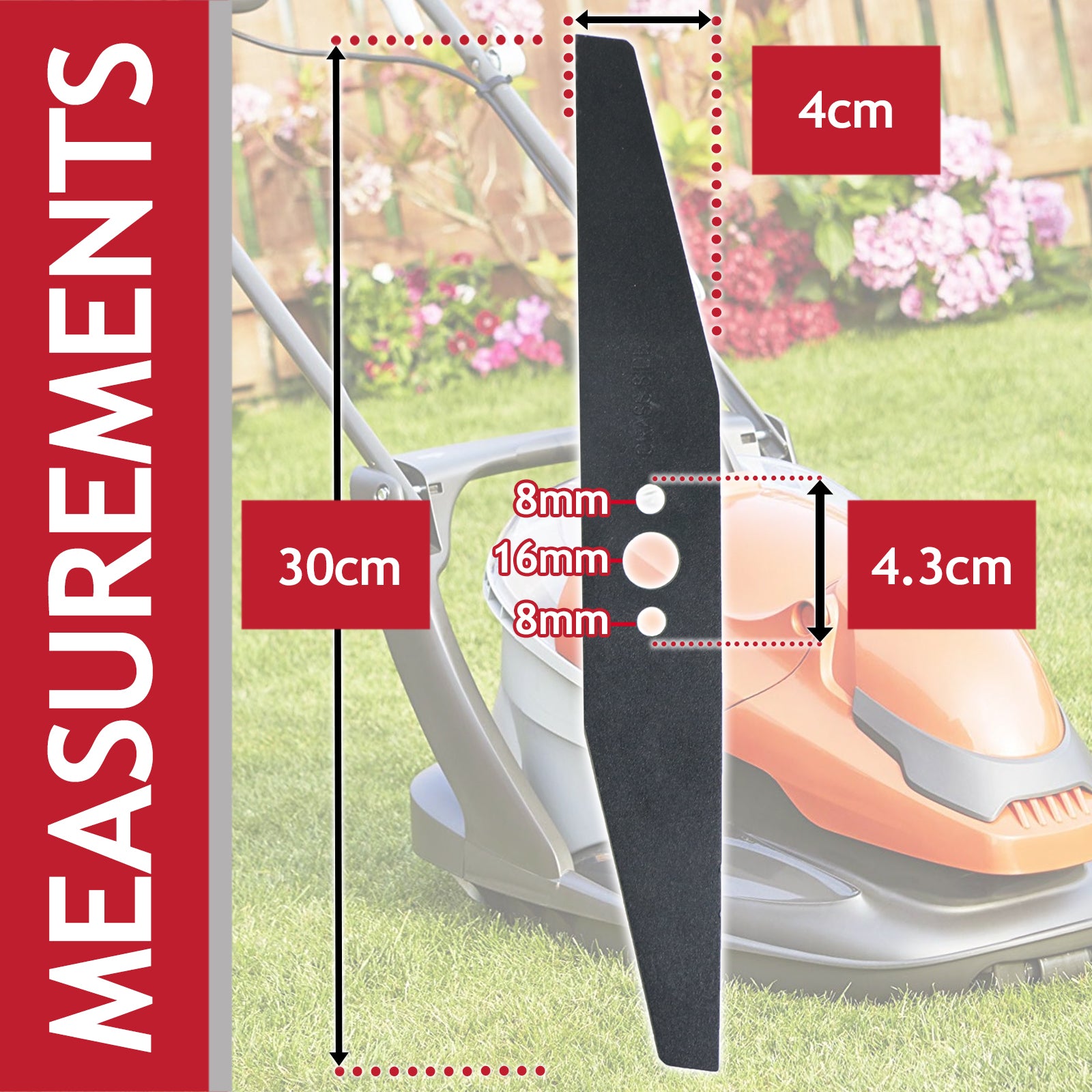 Metal Blade for Flymo Easi Glide 300 Hover Micro Compact HC300 MC300 Vac 280 Lawnmower FLY004 (30cm, Pack of 2)