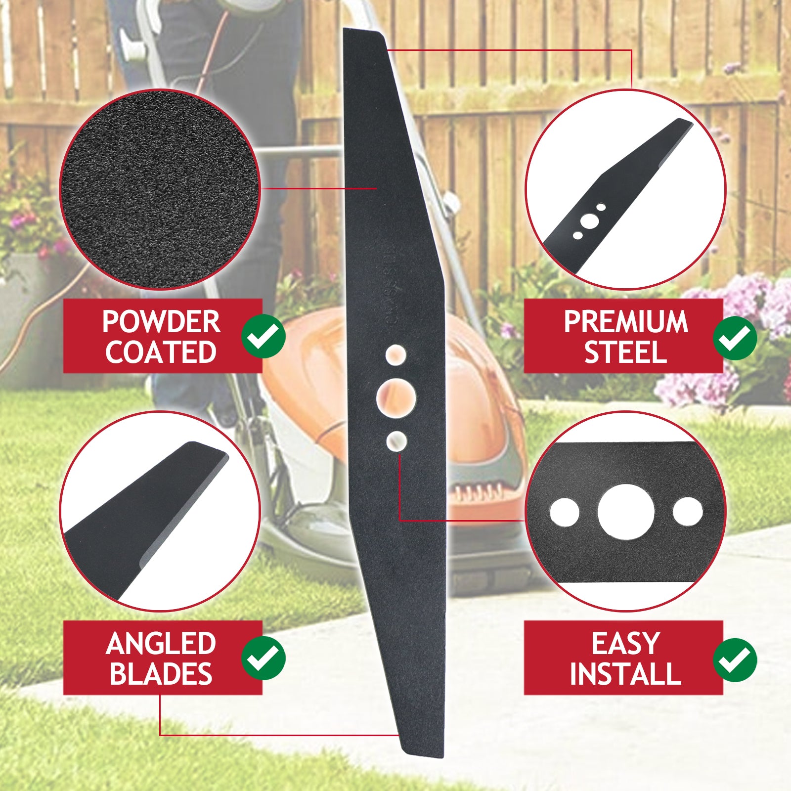 Metal Blade for Flymo Easi Glide 300 Hover Micro Compact HC300 MC300 Vac 280 Lawnmower FLY004 (30cm, Pack of 2)