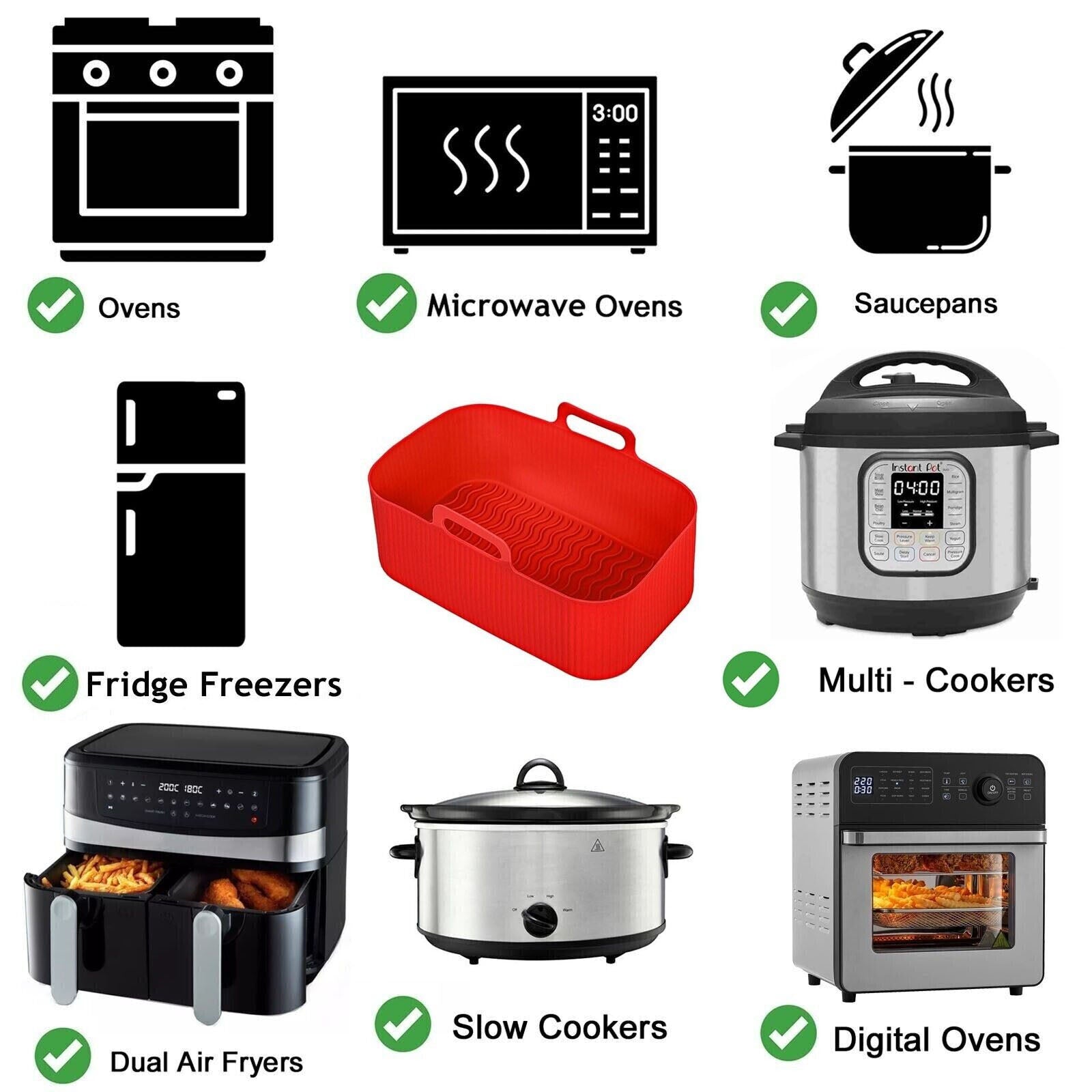 Basket for NINJA Air Fryer AF300UK AF400UK AF451UK Drawer Liner Silicone x 2