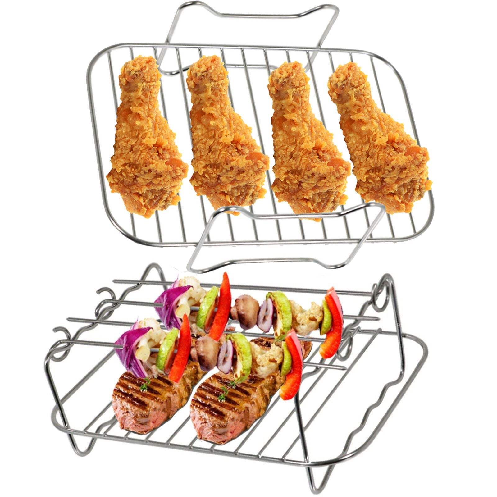 Racks for Ninja Air Fryer Foodi AF300 AF400 AF451 Double Basket Grill Shelf Skewer x 2