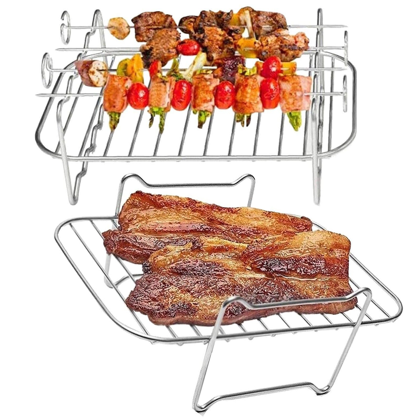 Racks for Ninja Air Fryer Foodi AF300 AF400 AF451 Double Basket Grill Shelf Skewer x 2
