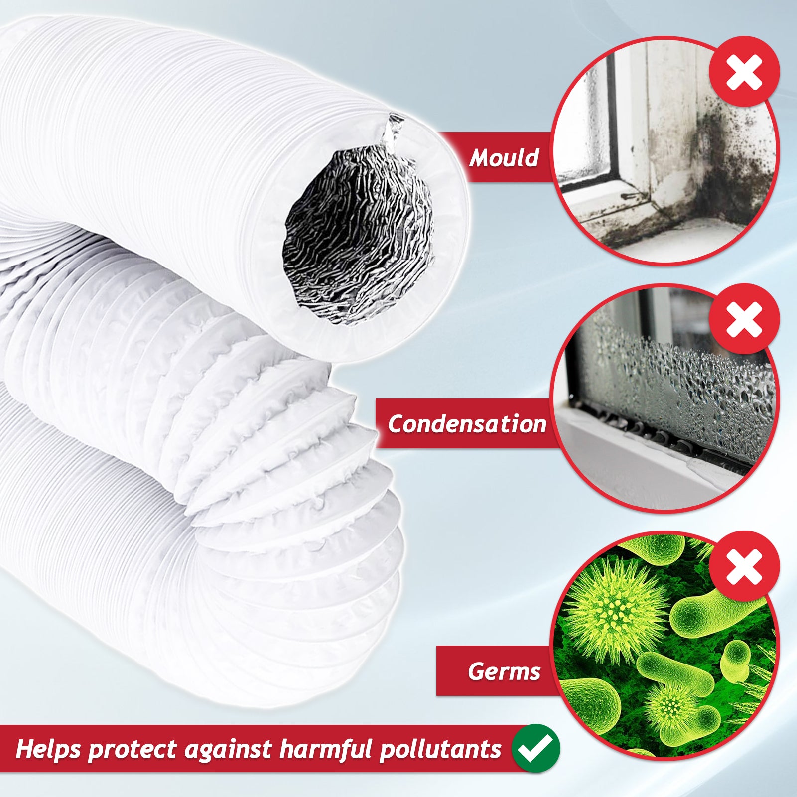 UNIVERSAL Air Con Hose Extension Kit Portable Air Conditioning Insulated Pipe Set (3m, 125mm / 5")