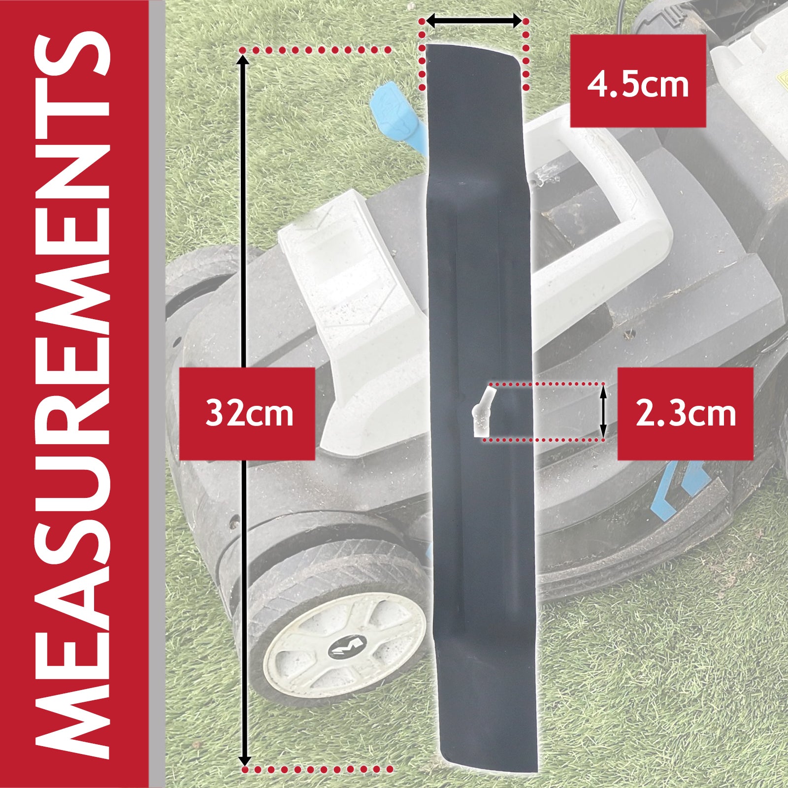 Metal Blade for Mac Allister MLMP1200 MLMP1200-2 M2E1233N Lawnmower (32cm)