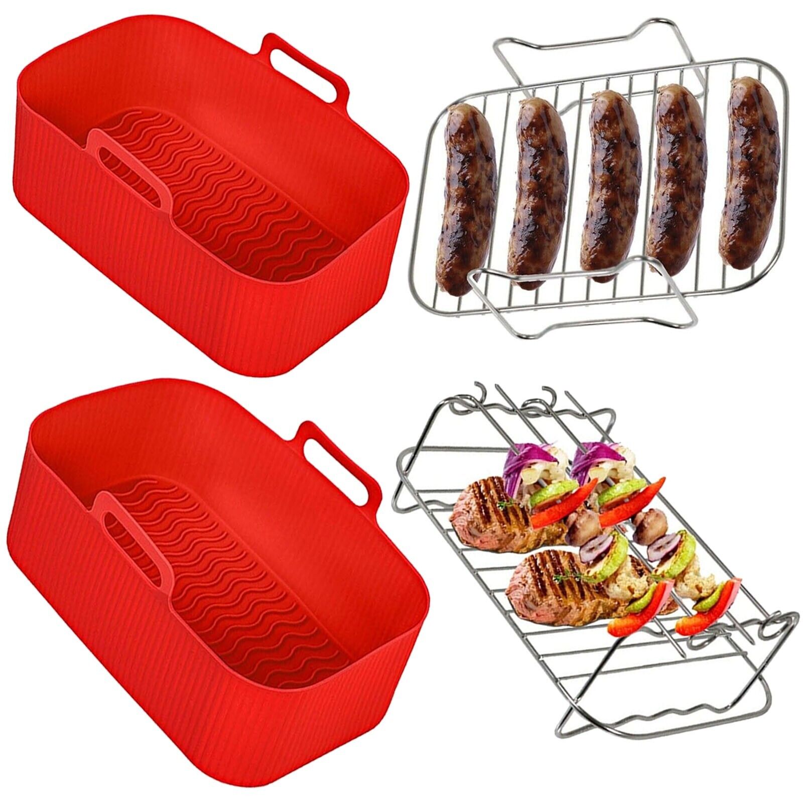 Basket Racks for NINJA Air Fryer Foodi AF300 AF400 Drawer Liner Pot Shelf Set