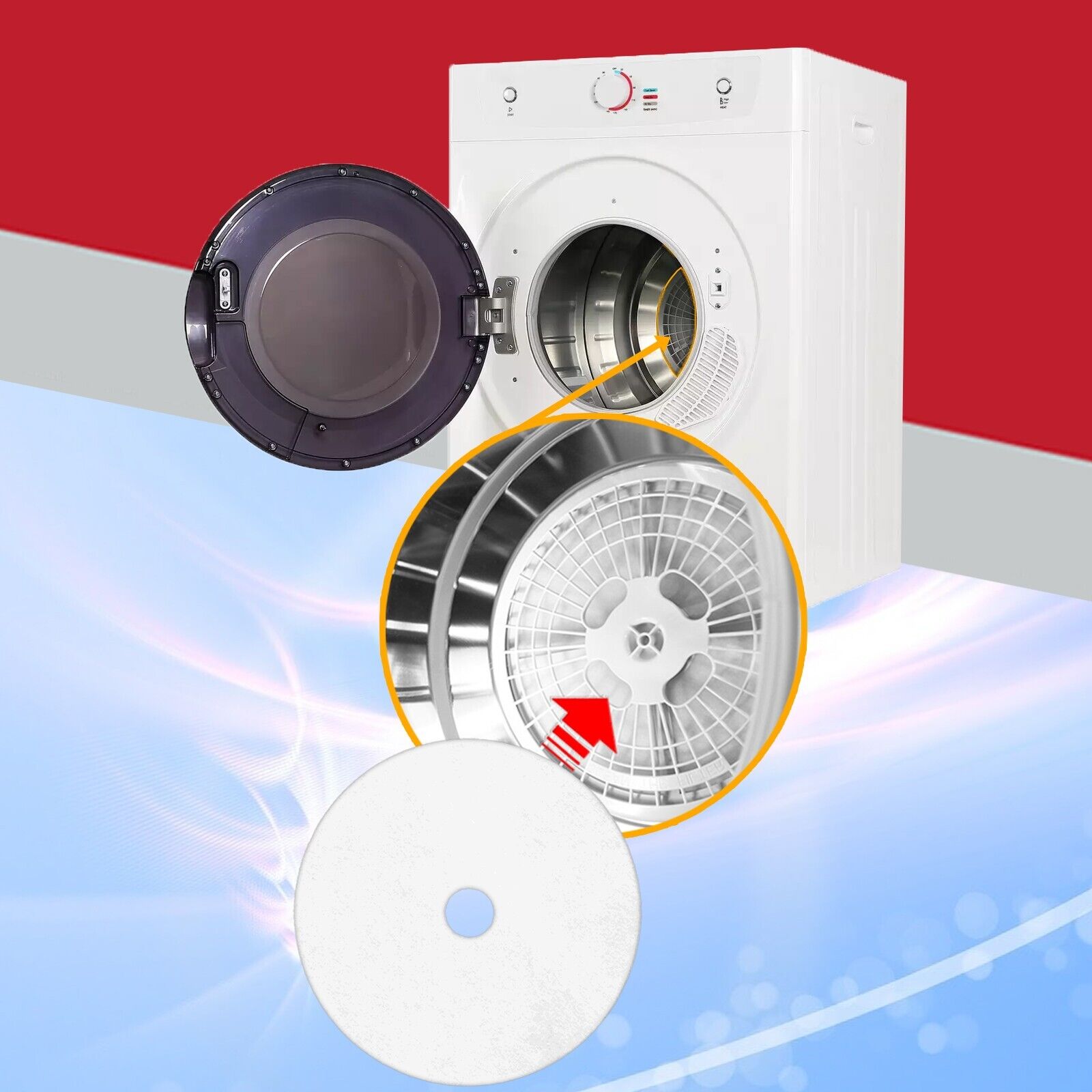 Tumble Dryer Cloth Exhaust + Air Intake Filters for Bush DHB7VTDW DHB7VTDB TD3CNBW TD3CNBB TDV7NBB TDV7NBW (10Pc Filter Kit)