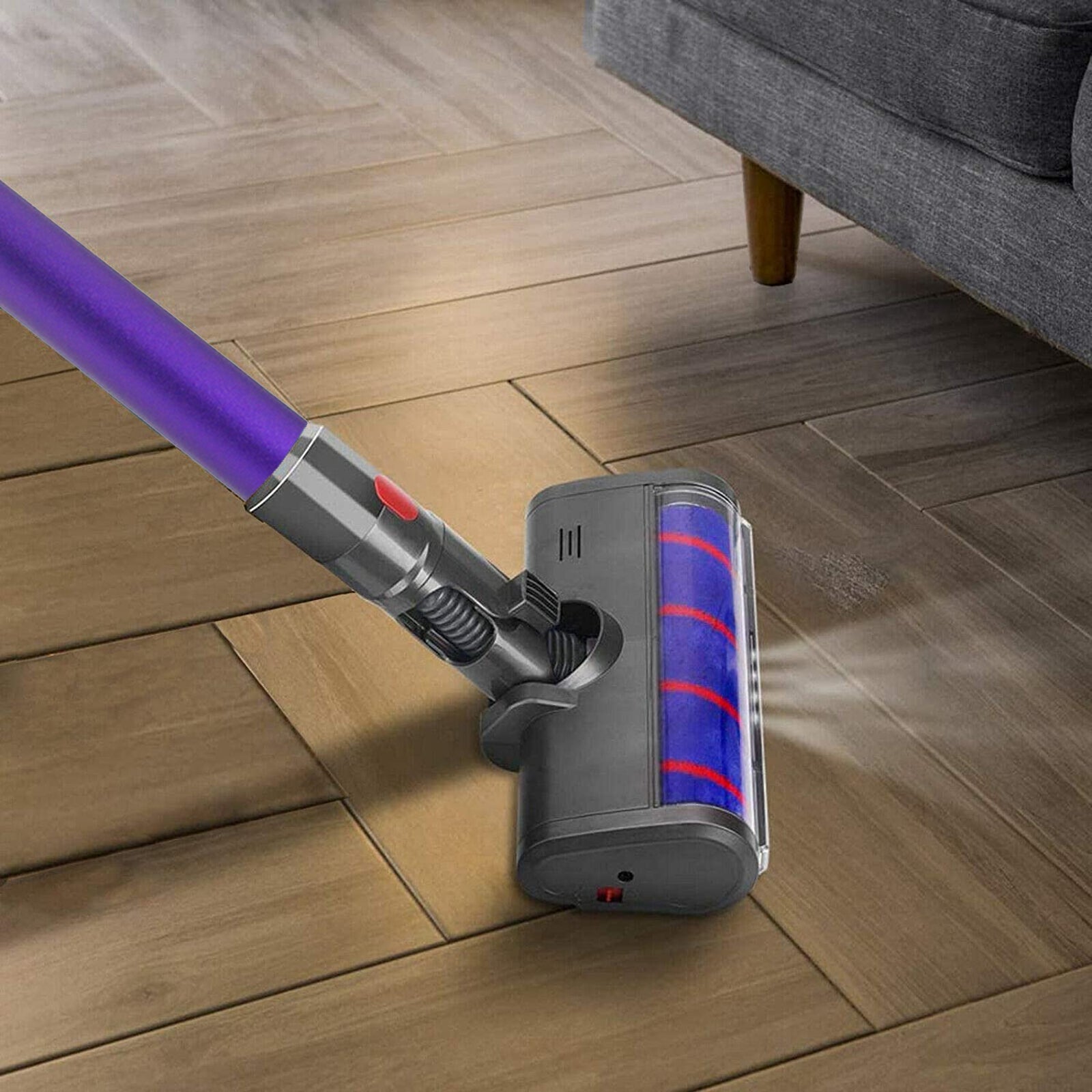 Hard Floor Turbine Tool Brush for Dyson V8 SV10 Vacuum + Purple Rod Wand Tube