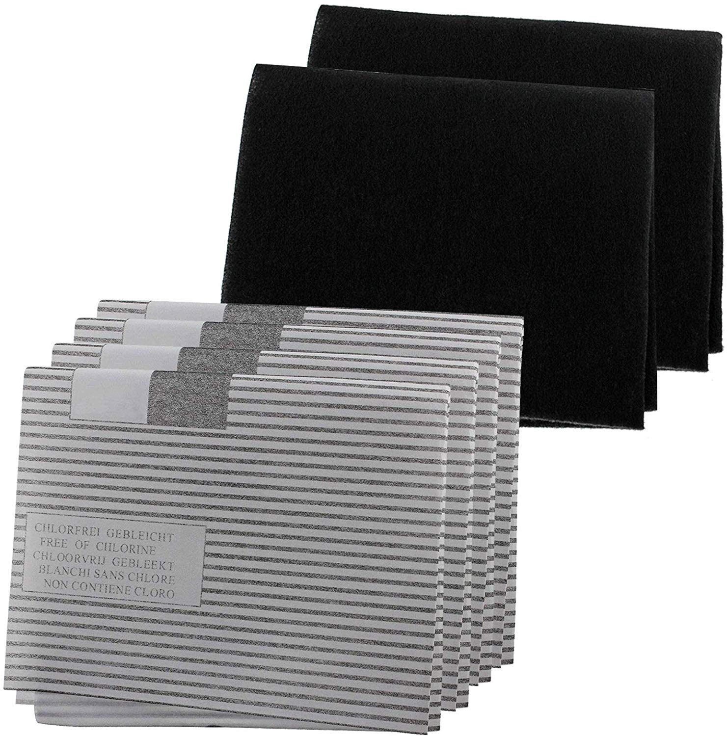 Universal Cooker Hood Grease & Odour Filter Kit for Kitchen Extractor Fan Vent (4 Grease + 2 Odour Filters) Cut to Size