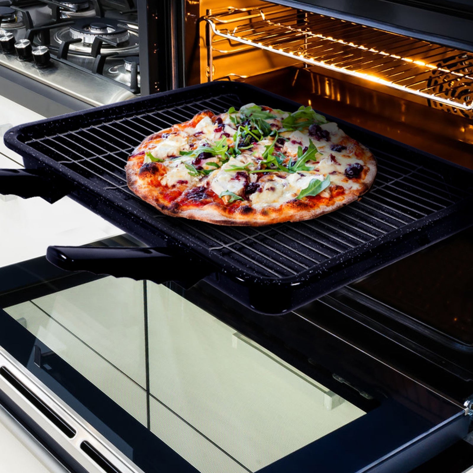 Universal XXL Extra Large Grill Pan Tray Double Handle Oven 440mm x 370mm