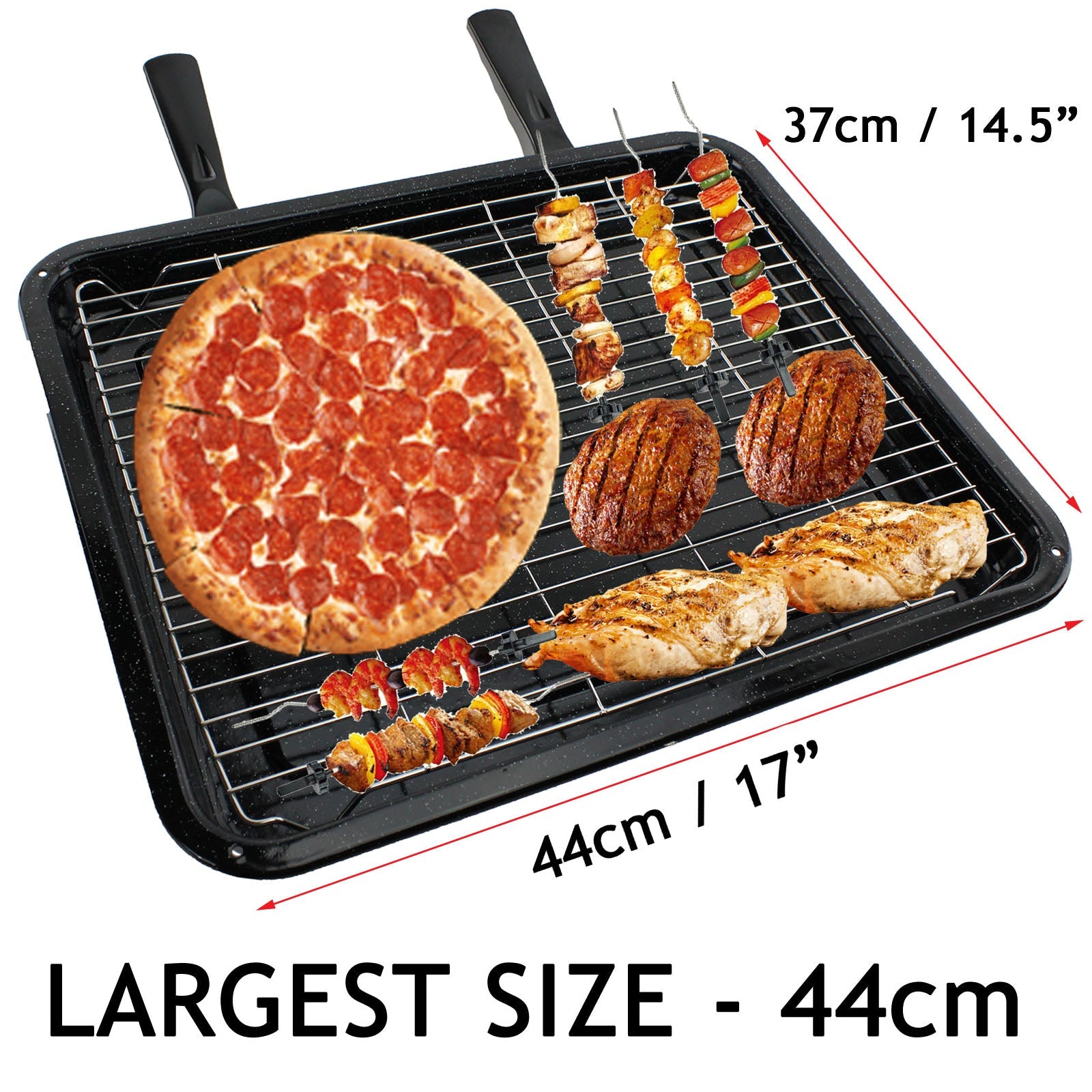 Extra Large Enamel Grill Tray & Rack for HYGENA Oven Cooker (370 x 440mm)
