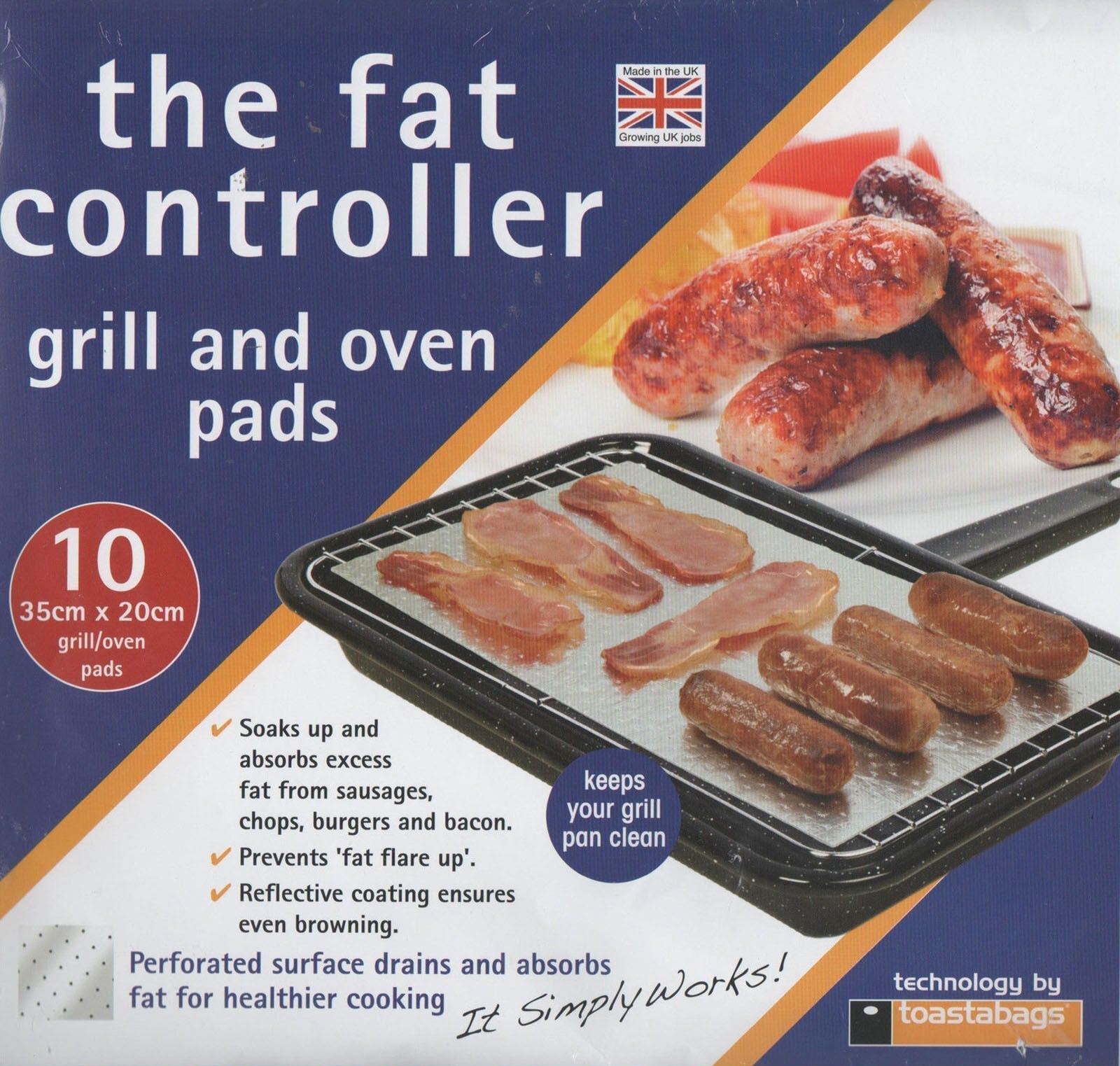 30 x THE FAT CONTROLLER Grill Pan & Oven Protective Grease Absorbant Tray Pads