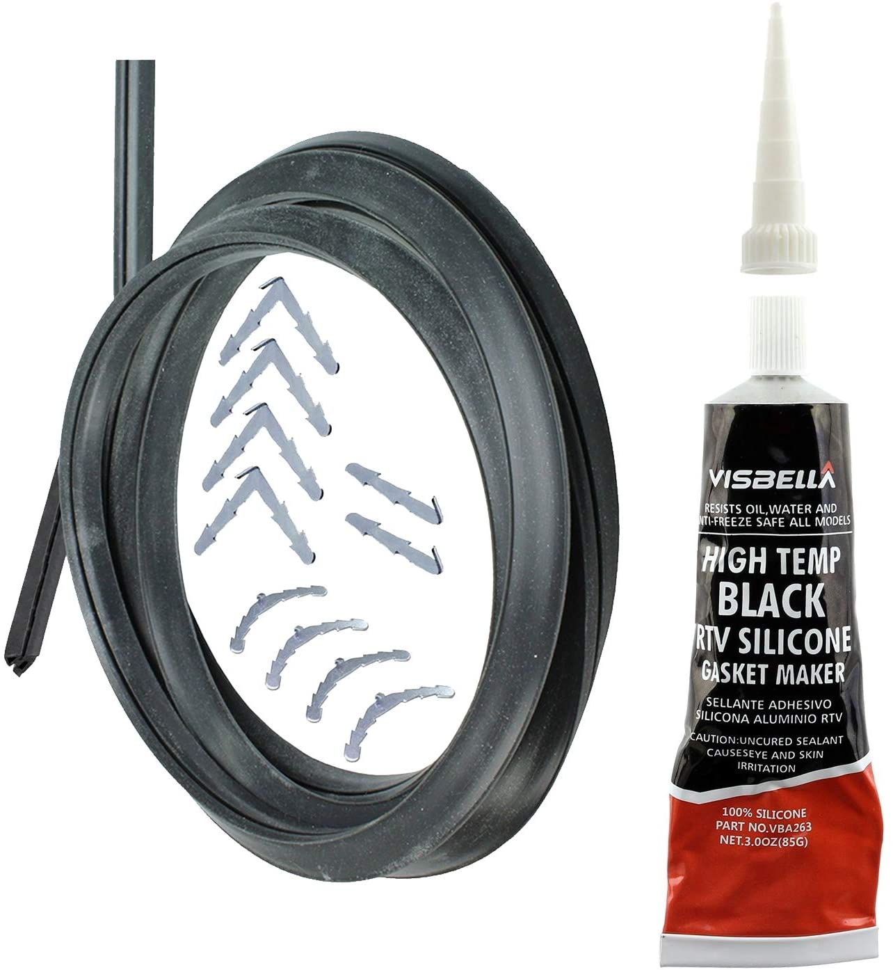 Door Seal + Silicone Glue for BOSCH NEFF SIEMENS Oven Cooker 3m Cut to Size (3 & 4 sided, Rounded + 90º Clips)