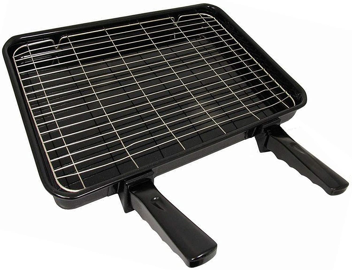 Medium Grill Pan, Rack & Dual Detachable Handles with Adjustable Shelf for BEKO Oven Cookers