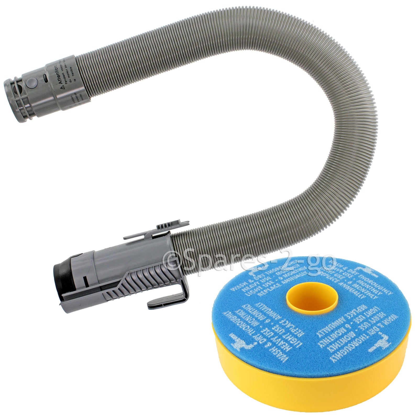 Double Stretch Vacuum Cleaner HOSE & Washable Filter Fits DYSON DC07 Grey Silver