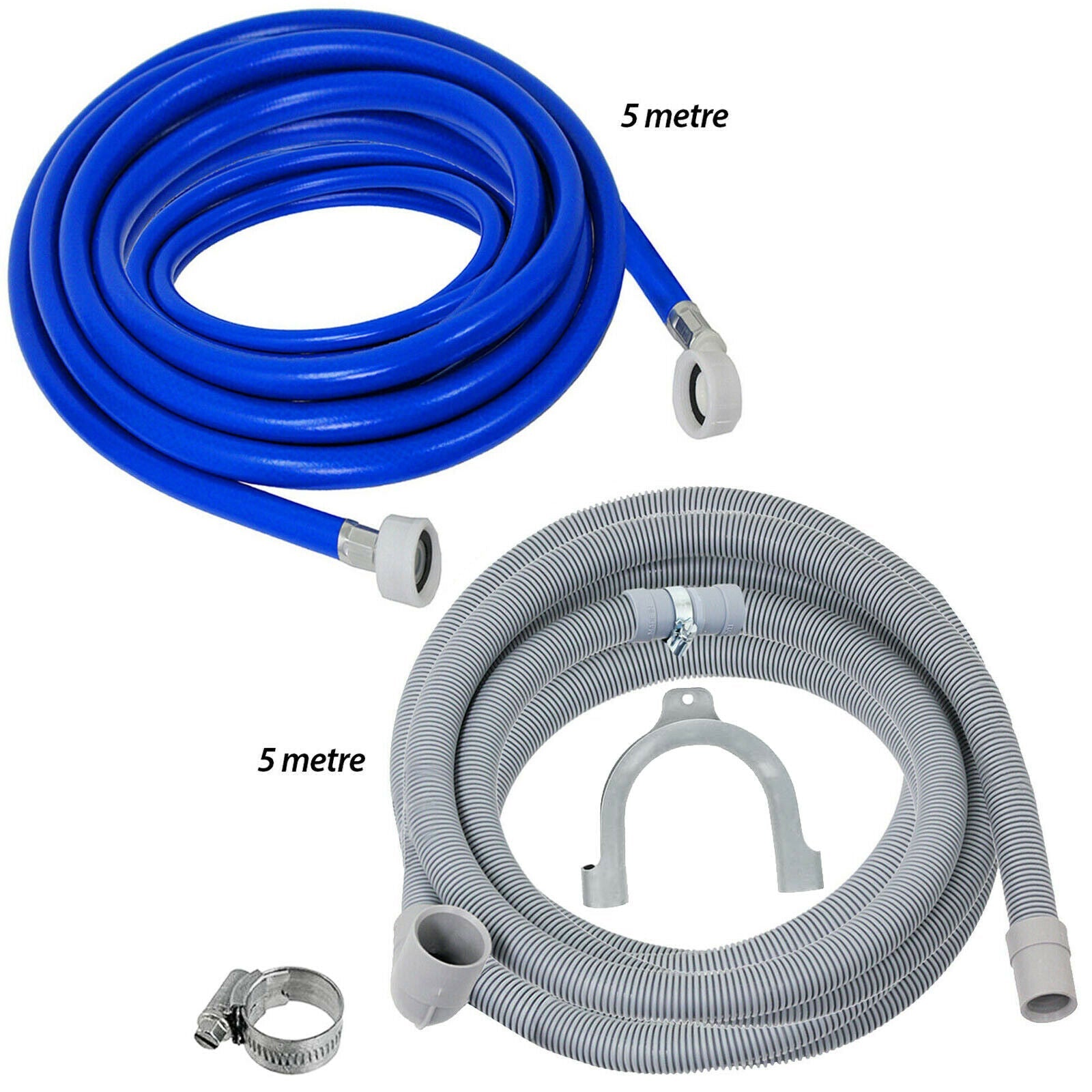 Fill Hose + Drain Hose Extension Set for BRANDT CATA CDA Washing Machine & Dishwasher 5m + 5m (+ PTFE Tape)