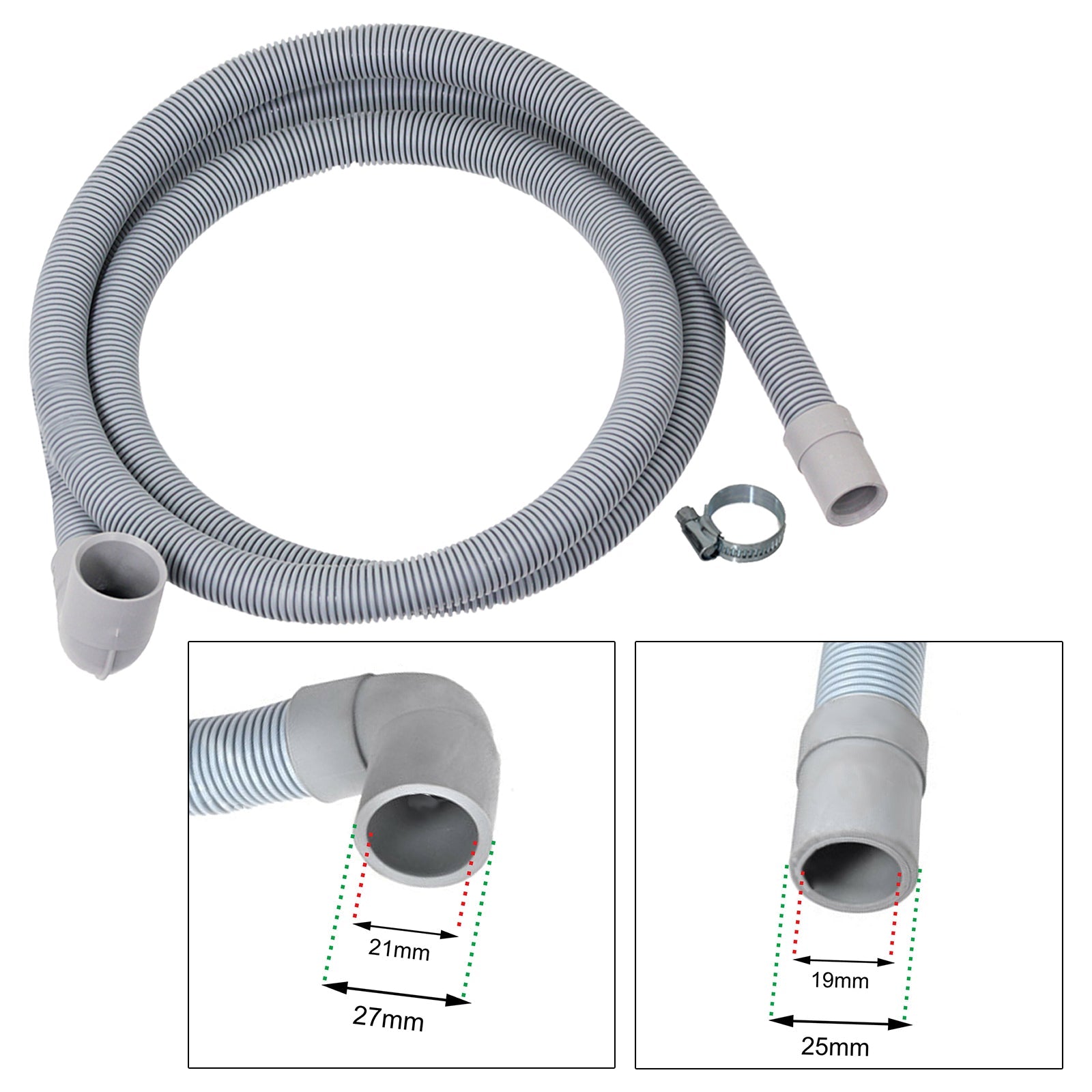 Fill Hose + Drain Hose Extension Set for BELLING STOVES NEW WORLD Washing Machine & Dishwasher 5m + 5m (+ PTFE Tape)