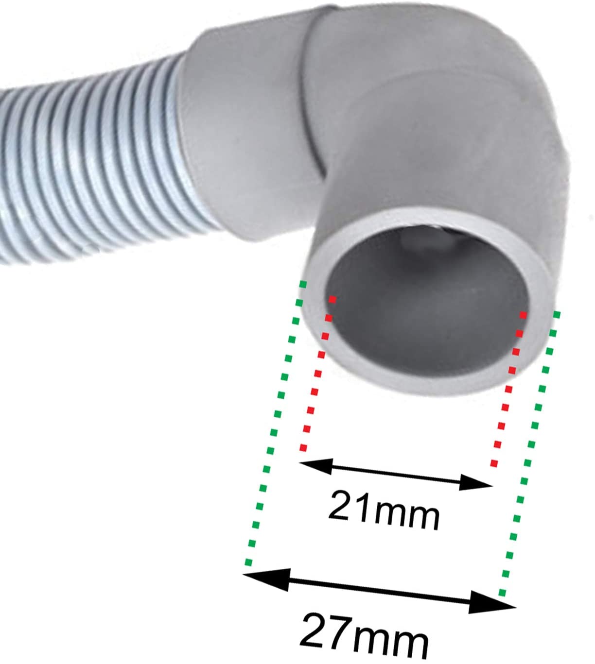 Universal Drain Hose with Right Angle End for Washing Machines & Dishwashers (2.5m, 19mm / 21mm)