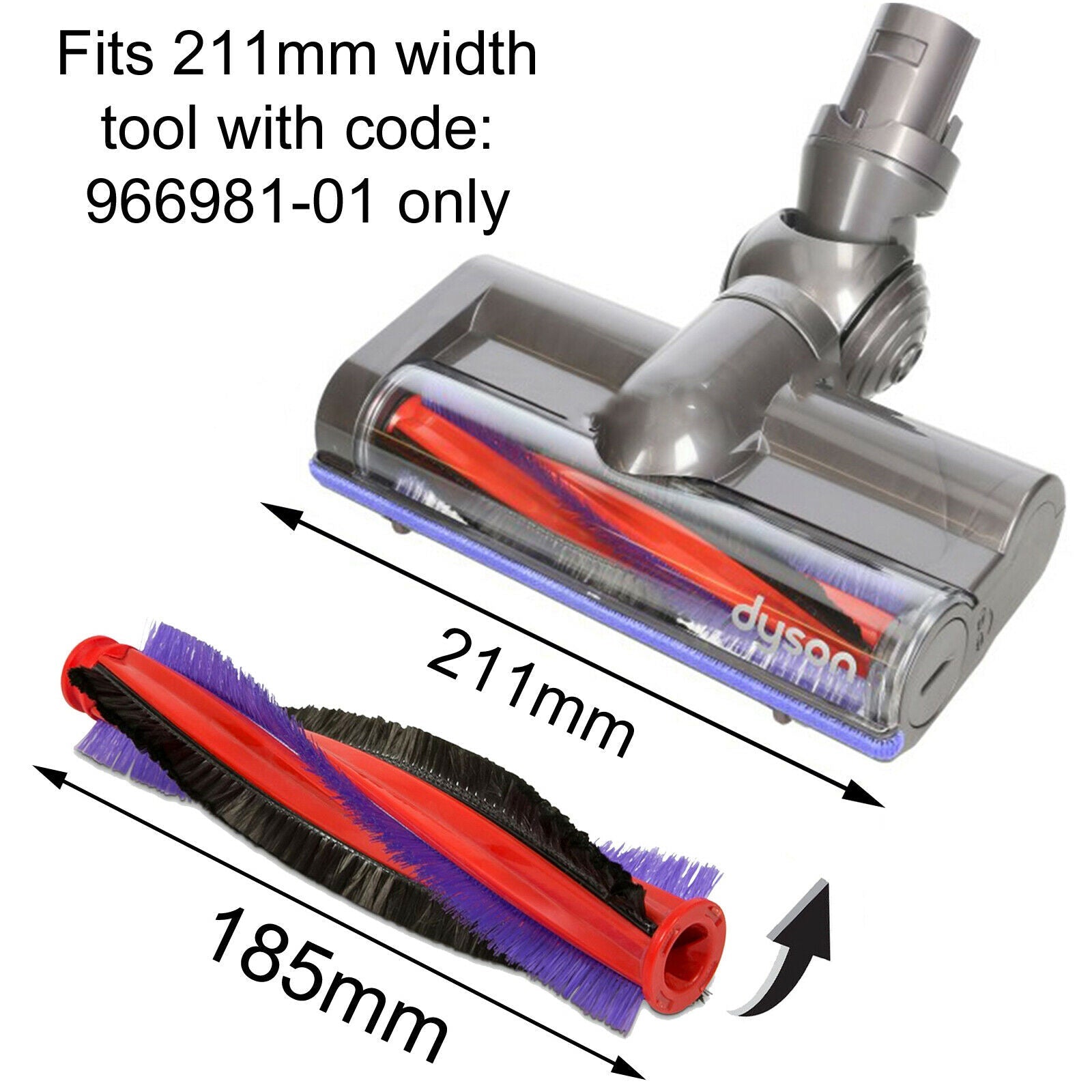 Brushroll 185mm for DYSON DC62 V6 SV03 Flexi Vacuum Cleaner Brush Roller Bar