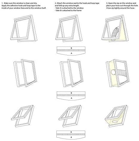 UNIVERSAL Window Seal Kit + 3 Metre Vent Hose, Tape + Adapter for Tumble Dryer or Washer Dryer