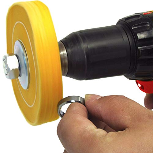 5 Piece Wire Brush Buffing Wheel Drill Set in use