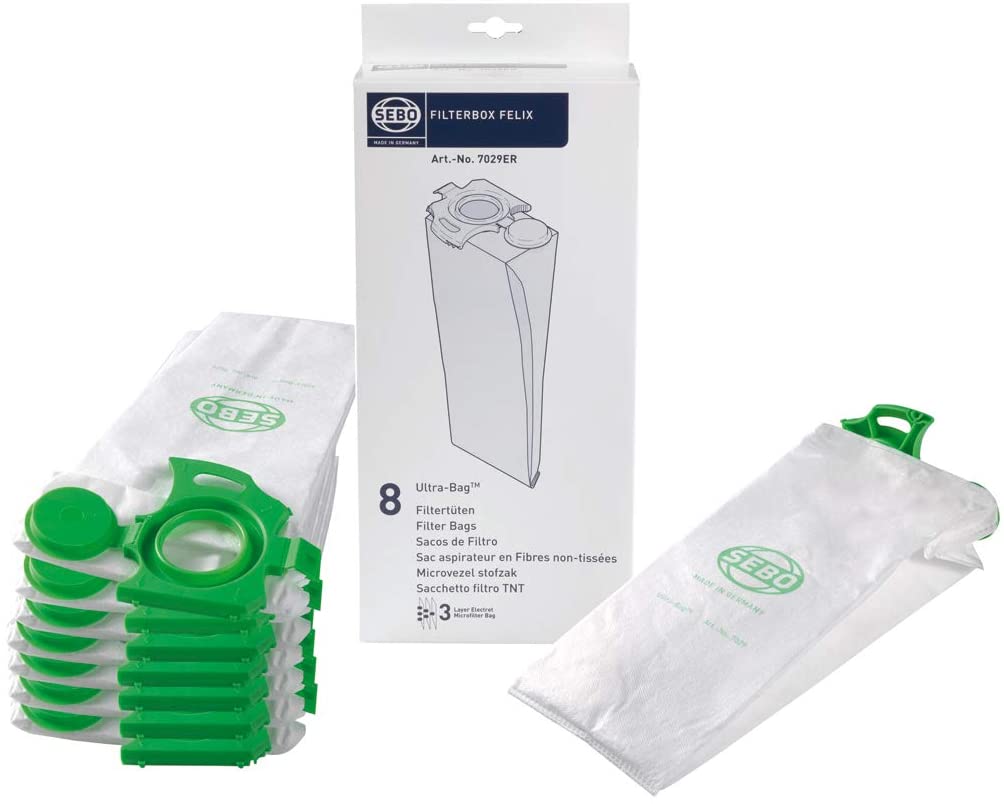 SEBO Vacuum Cleaner Dust Bags Genuine Felix UltraBag 7029ER (Pack of 8) + 10 Fresheners