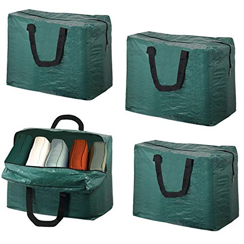 Garden Patio Furniture Chair Cushion Storage Bag (Pack of 4, Green, 75L)