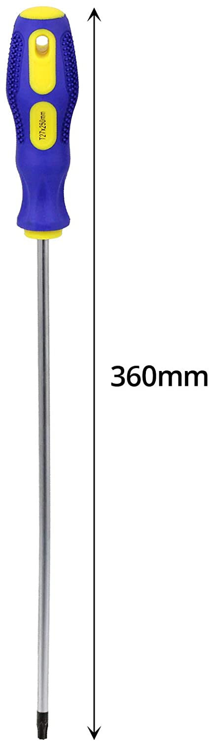 Screwdriver Set Extra Long Reach CRV Magnetic Tip Star Torx, Phillips + Flat Headed (9 Piece 360mm)