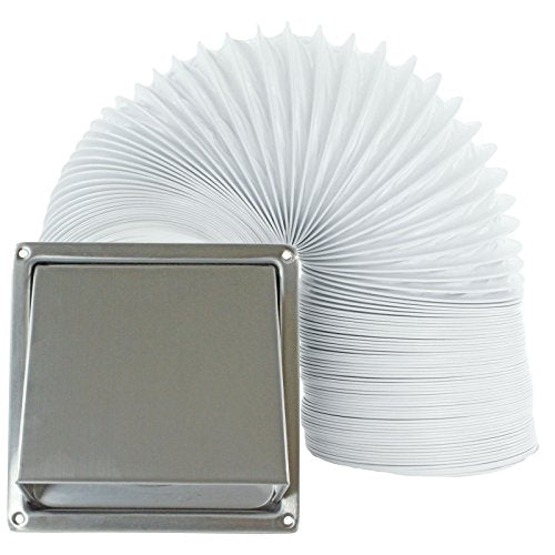 Stainless Steel Cowled Wall/Ceiling Extractor Vent + Hose (100mm, 4")