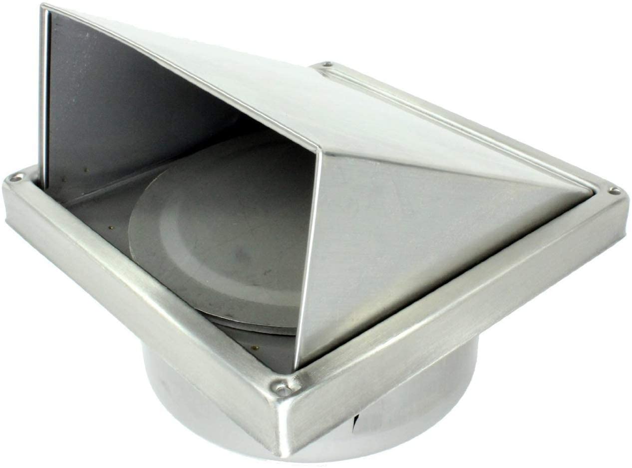 UNIVERSAL Cowled Exterior Wall Outlet Kit & Extension Hose for Vented Tumble Dryer (5" x 3m, Stainless Steel)