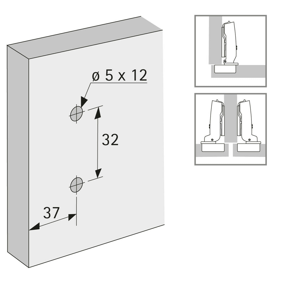 HETTICH Hinge Sensys 110 Non Self-Closing 52mm Obsidian Black + 5mm Mount Plate