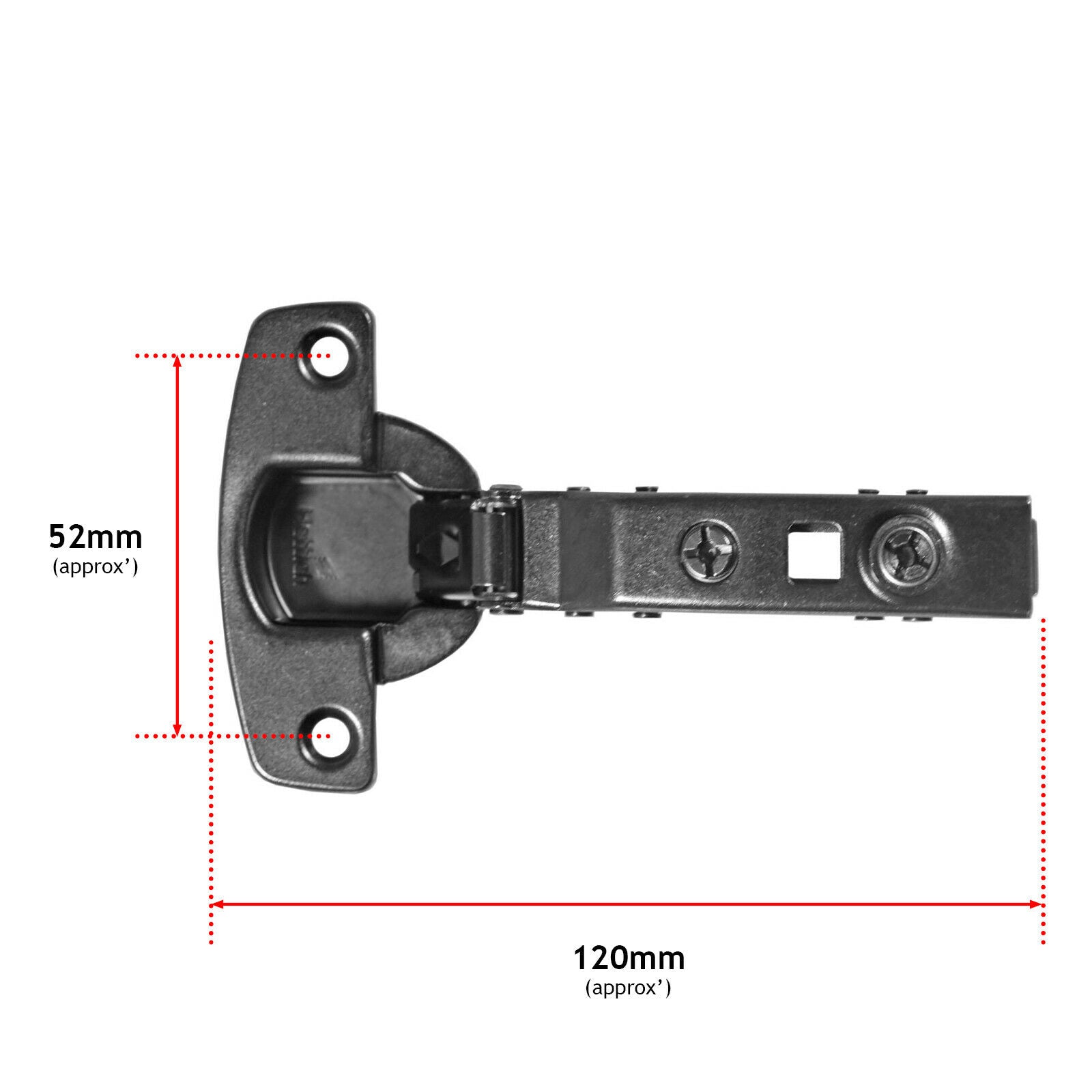 HETTICH Hinge Sensys 110 Non Self-Closing 52mm Obsidian Black + 5mm Mount Plate