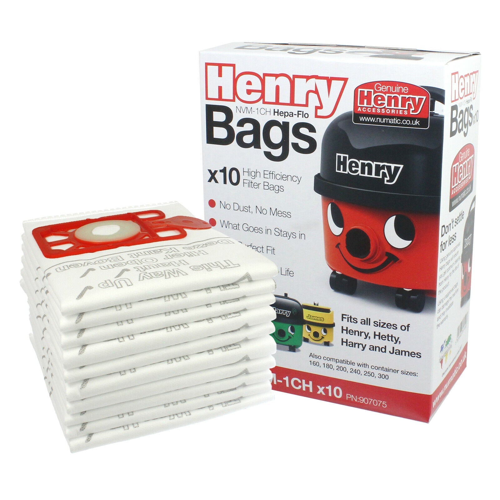 Vacuum Bags + Filter 12" Hepa Flo Numatic Henry Hetty James Vacuum