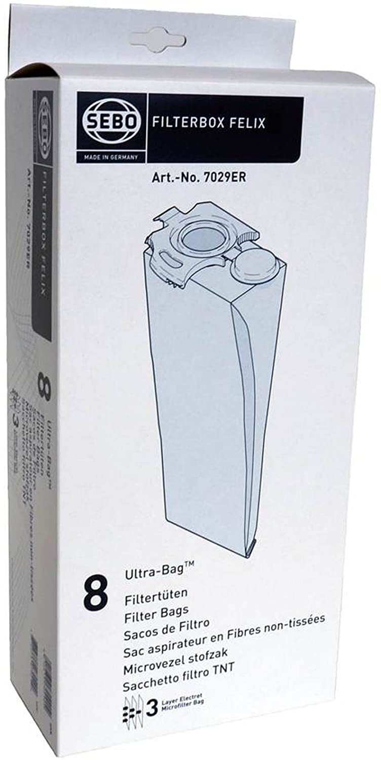 SEBO Vacuum Cleaner Dust Bags Genuine Felix UltraBag 7029ER (Pack of 8) + 10 Fresheners