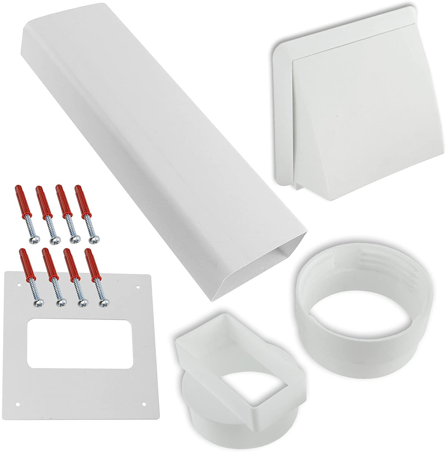 UNIVERSAL Wall Vent Cover Kit Tumble Dryer Hose External Pipe Outlet White 4"