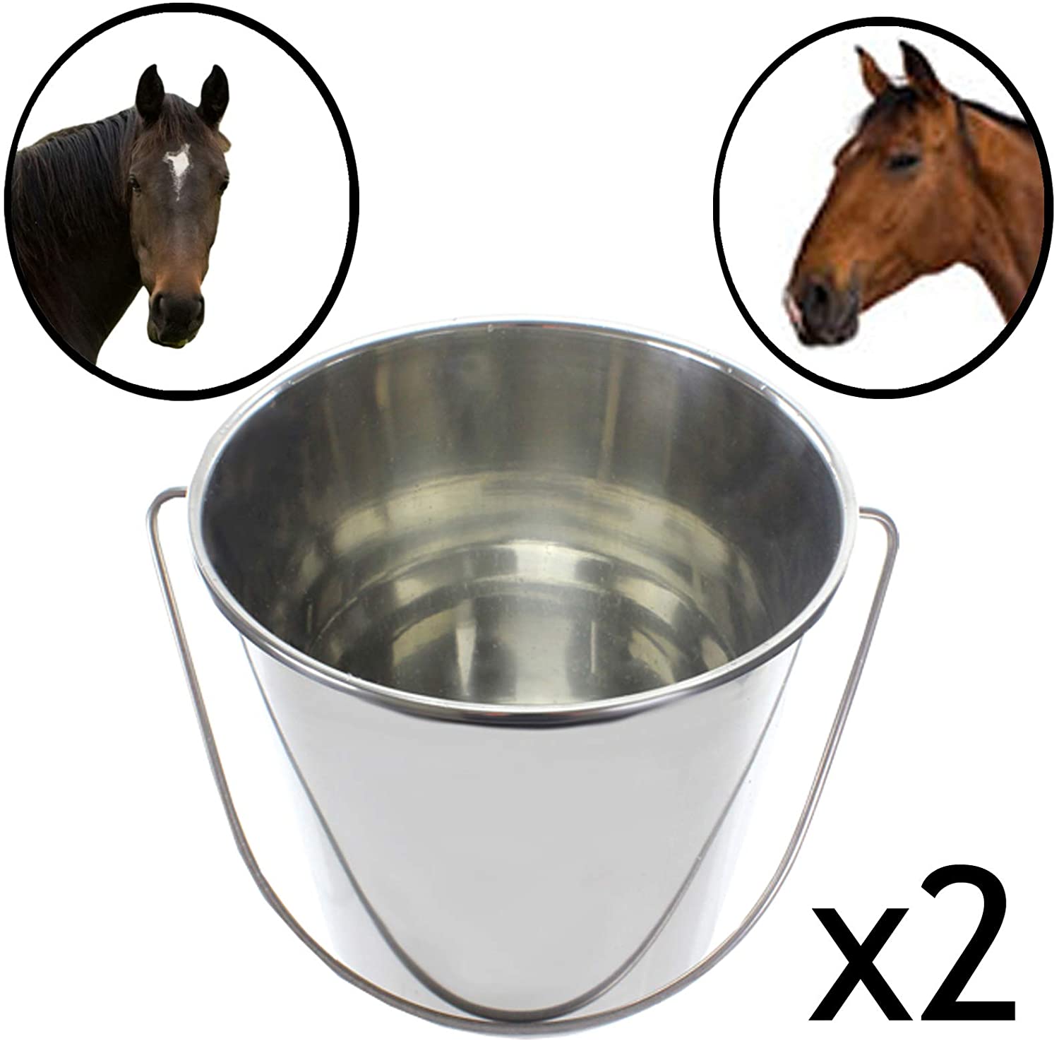 Watering Bucket, 2 x Buckets for Horse, Horses  Equestrian Stable