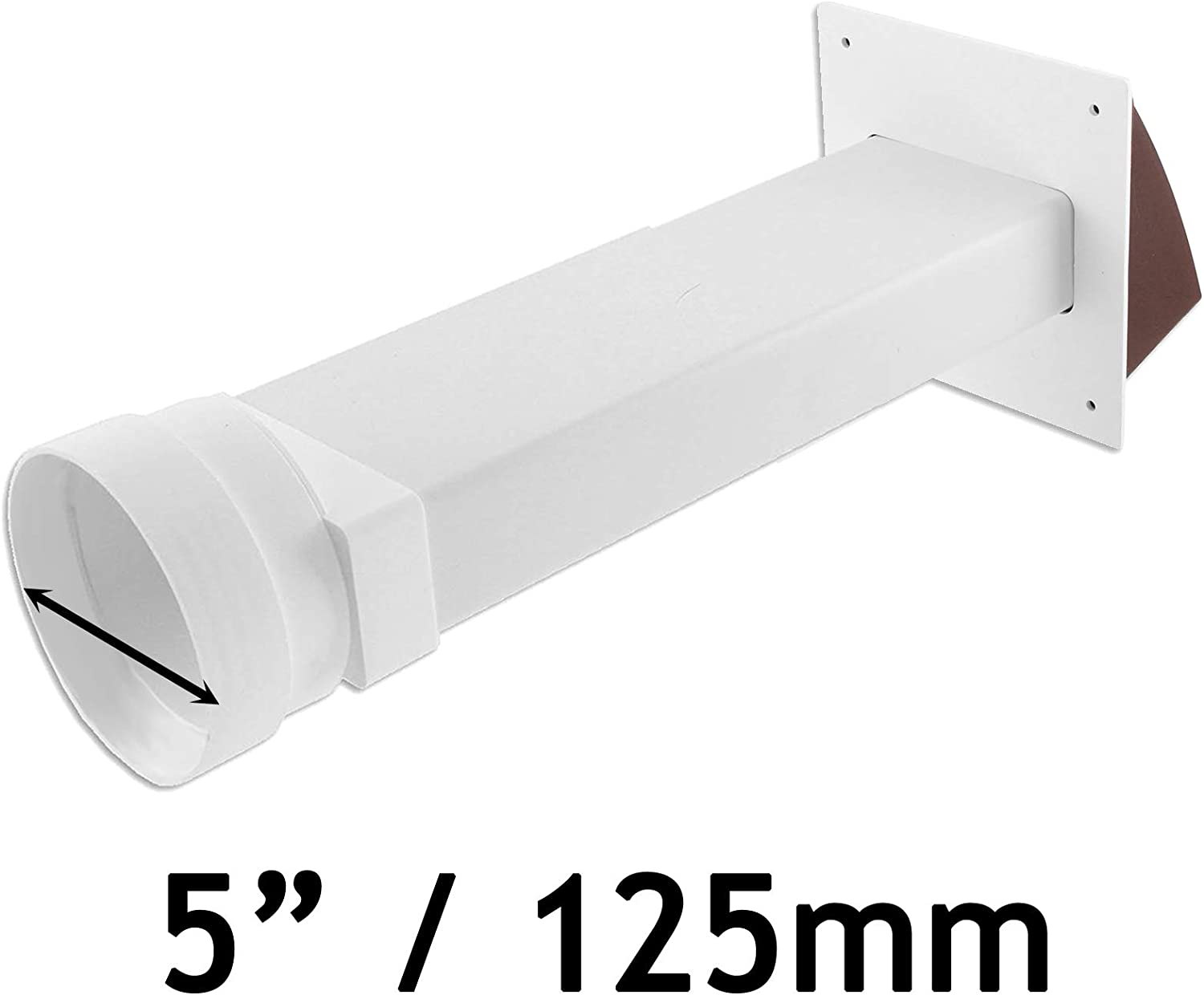 UNIVERSAL Exterior Wall Venting Kit & Extension Hose for Vented Cooker Hood Air Conditioning Tumble Dryer (5" x 3m, Brown)