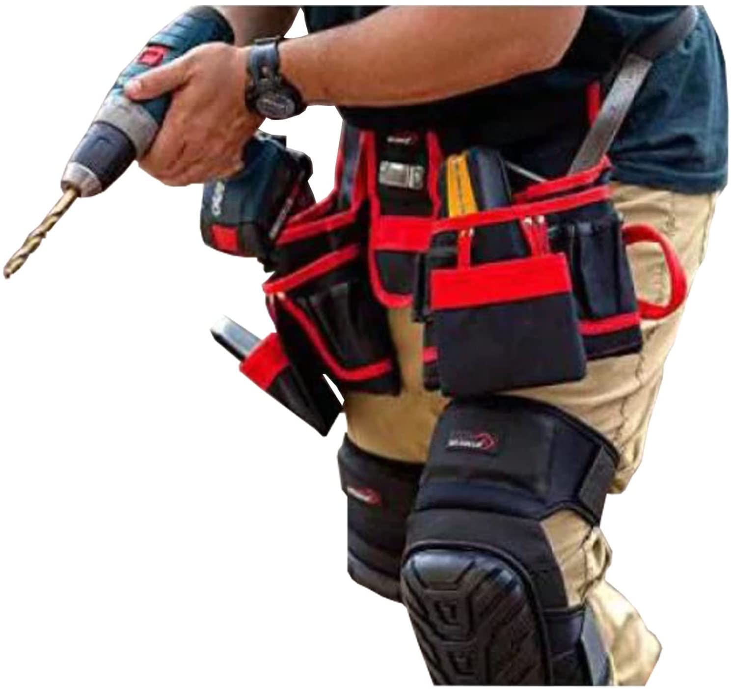 Heavy Duty 20 Pocket Double Tool Belt Pouch for DIY Trade Jobs Joiners Carpenters Builders