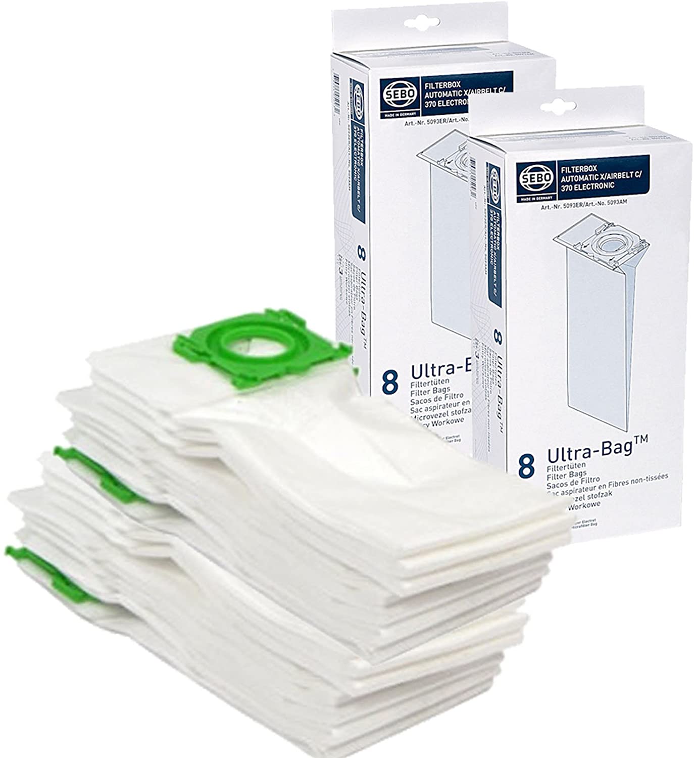 Sebo Vacuum Cleaner Ultra Dust Bags 5093ER - Automatic X Airbelt C Pack of 16