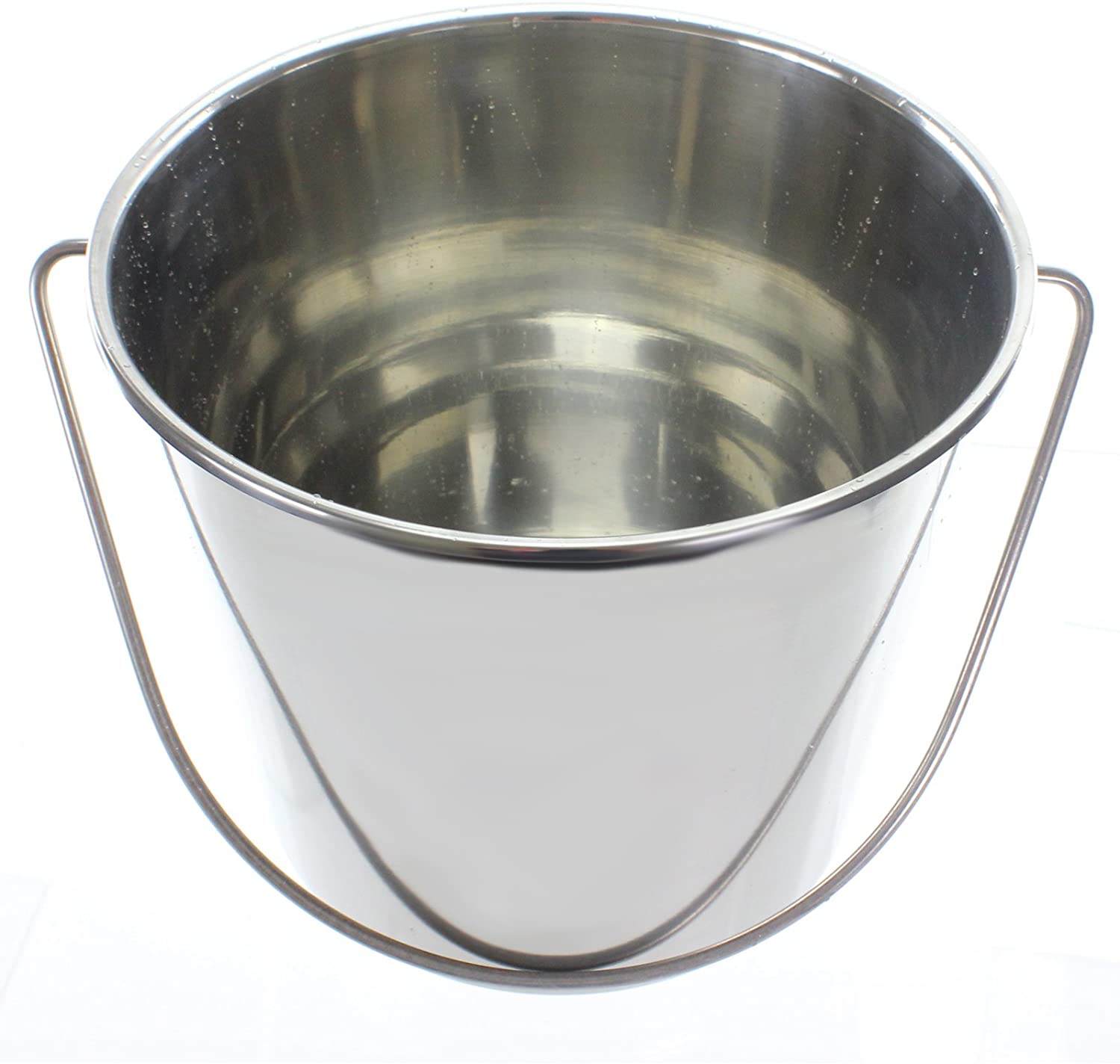 12 Litre Stainless Steel Handled Pail Bucket (Silver, Set of 5 Buckets)