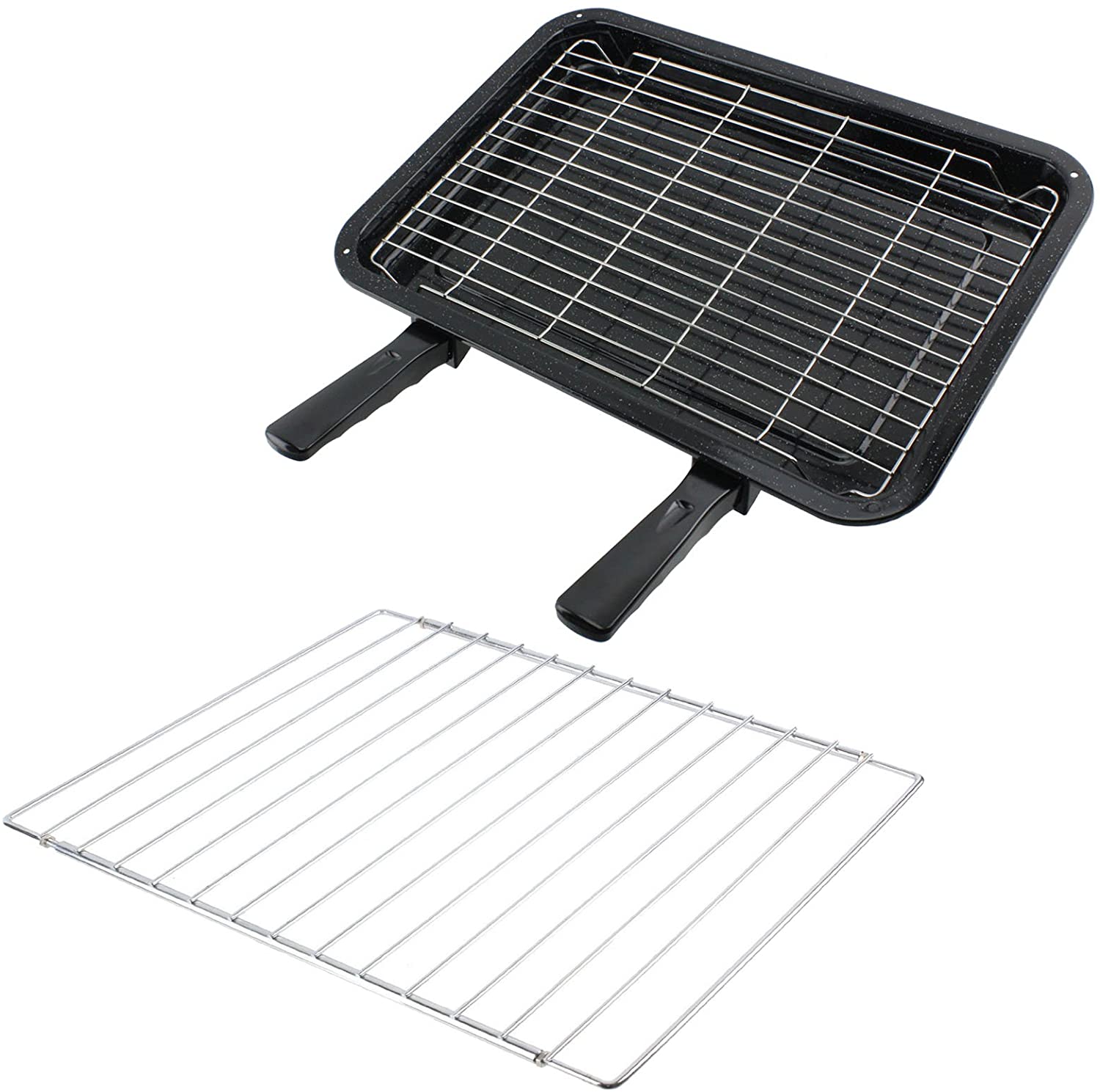 SPARES2GO Universal Grill Pan with Removable Handle for Oven