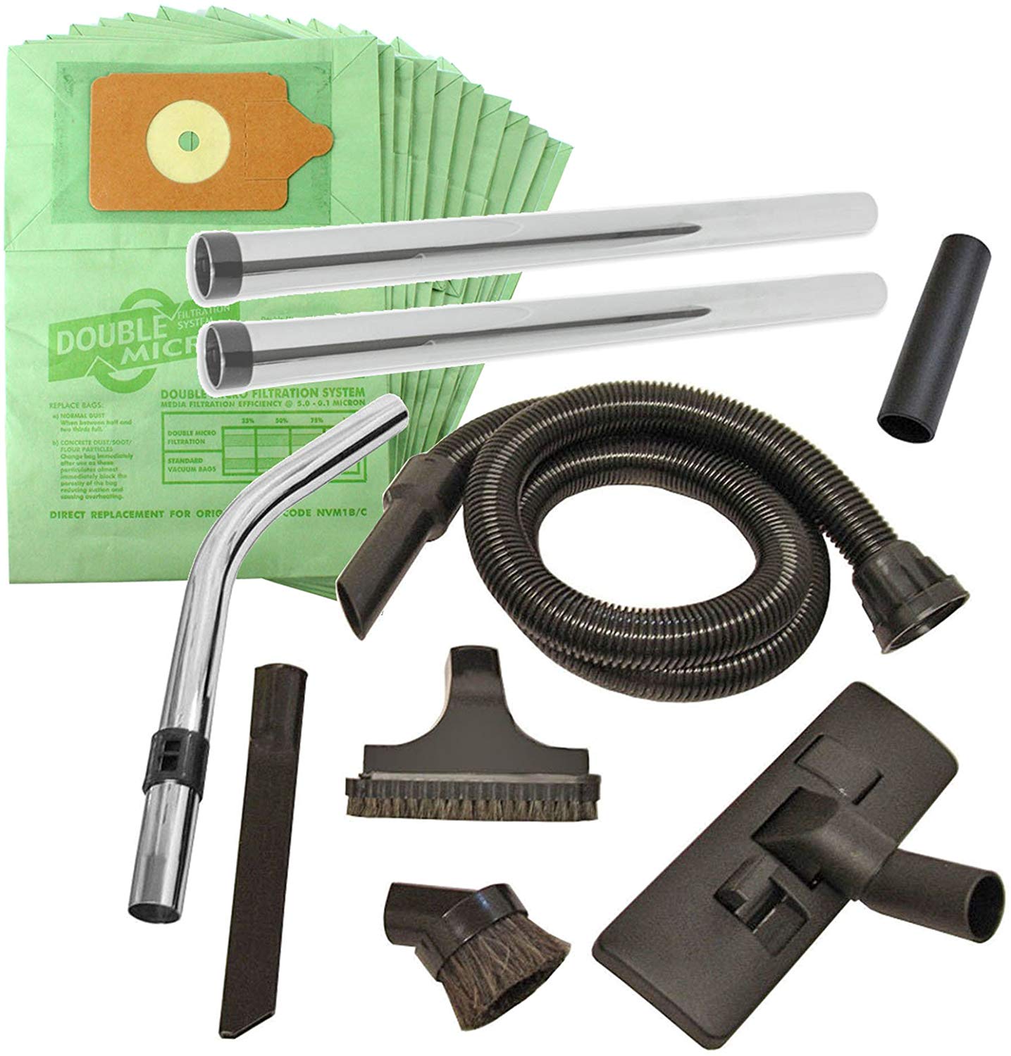 SPARES2GO Complete Wet & Dry 2.5m Long Hose, Rods, Floor & Mini Tool Kit for Numatic Henry Hetty James Vacuum Cleaner (Includes 10 x Dust Bags)