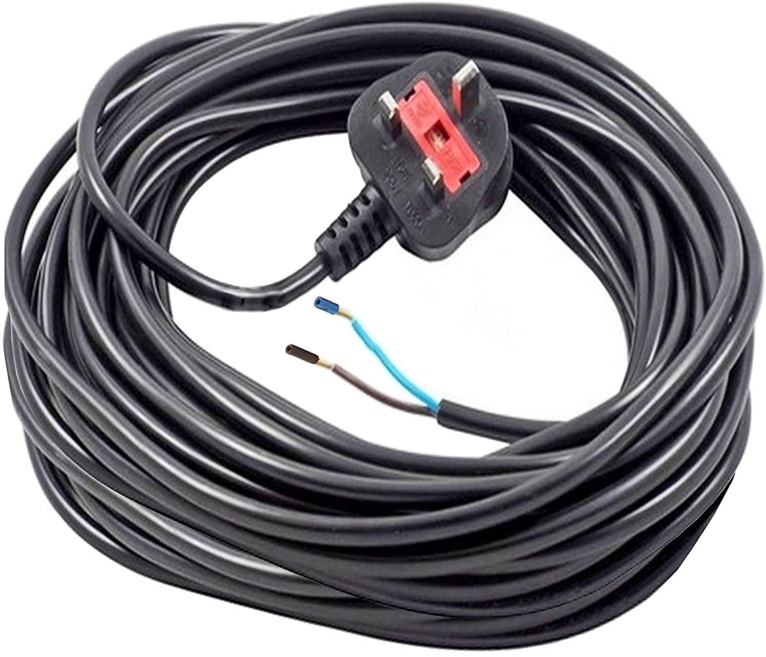XL Extra Long 12M Metre Black Cable Mains Power Lead for Hoover Vacuum Cleaner (UK Plug)