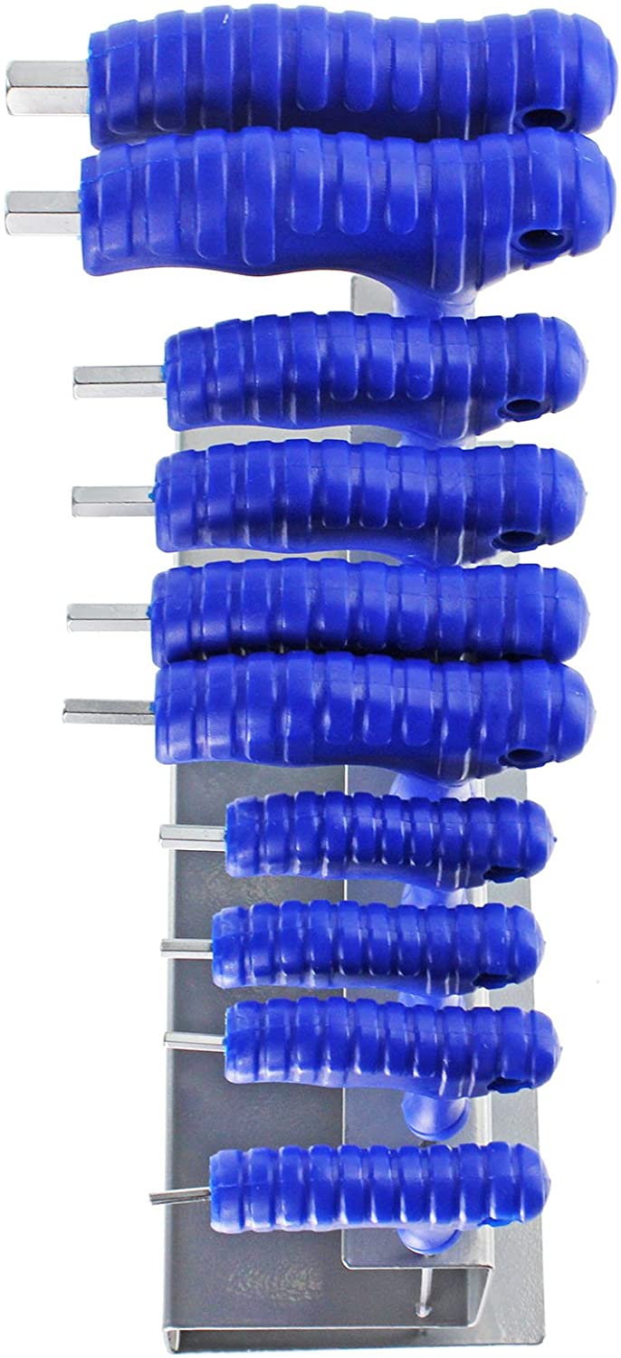 10 Piece T Handle Metric Hex Allen Key CR-V Screwdriver Set + Stand