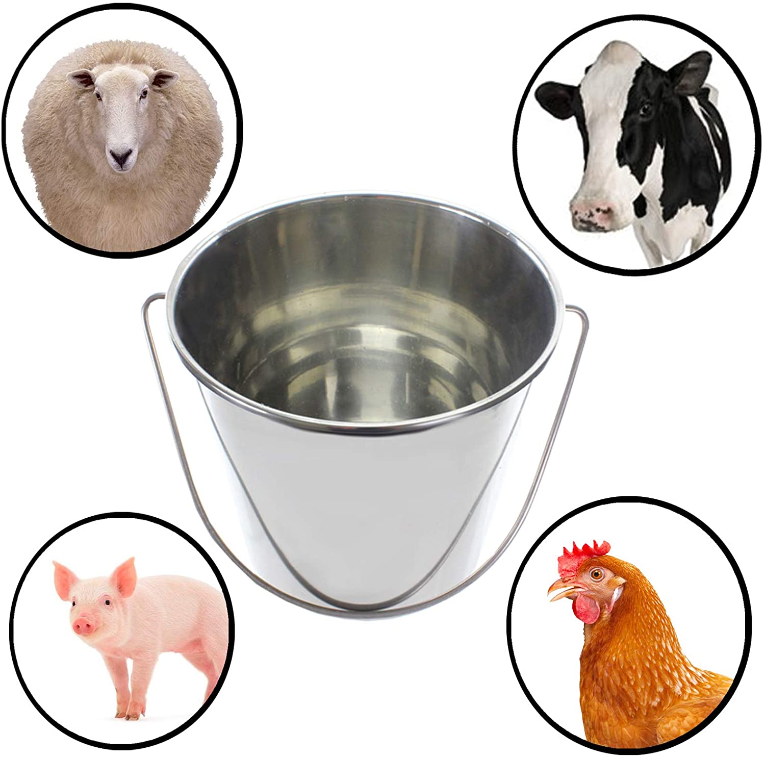 12 Litre Feed Feeding Watering Bucket for Farm Animals Livestock Chickens