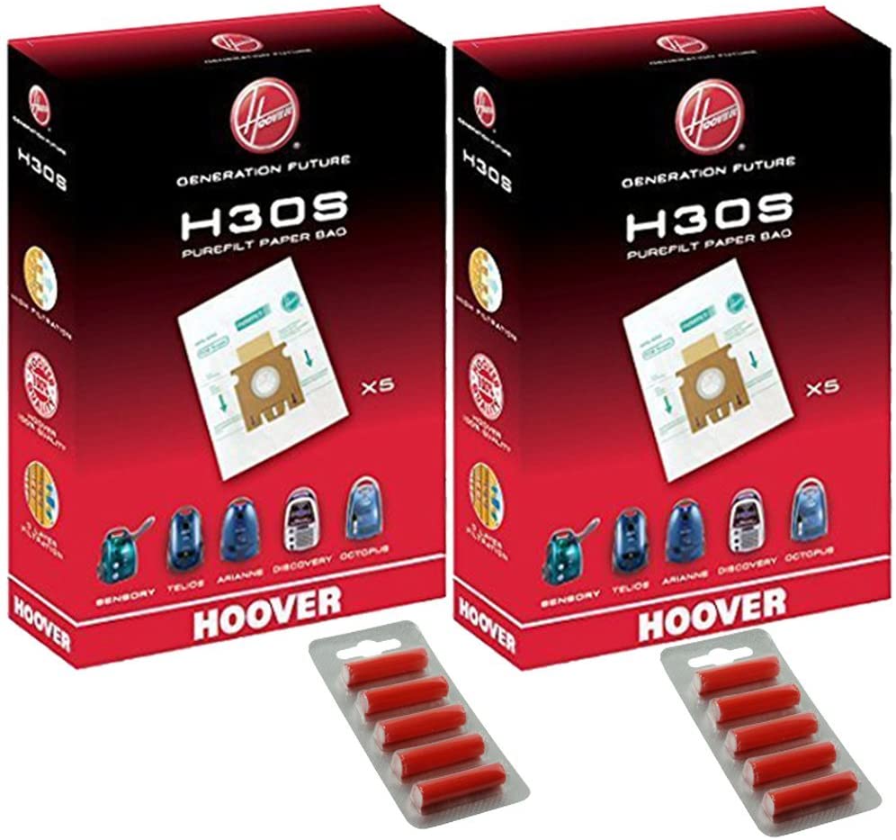 HOOVER Vacuum Cleaner H30S TELIOS ARIANNE SENSORY DISCOVERY OCTOPUS Dust Bag Genuine 09178278 (Pack of 2) + 10 Fresheners